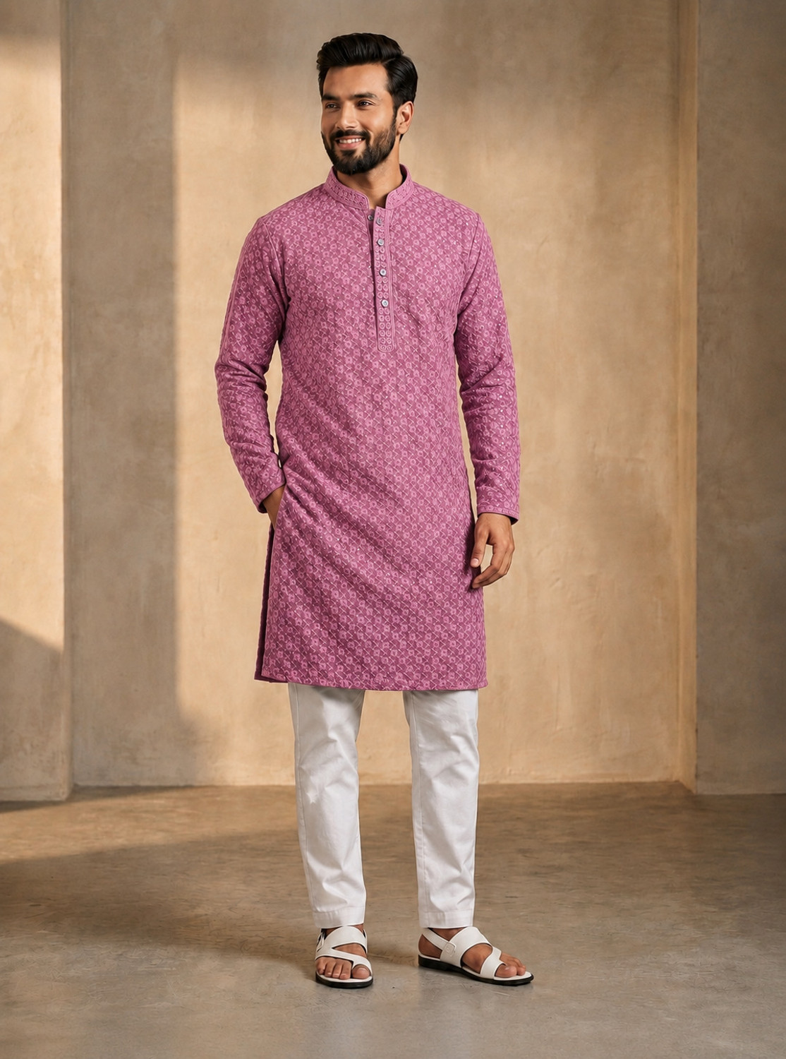 Image of VUONFAB Men Cotton Blend Shirt Pant Set