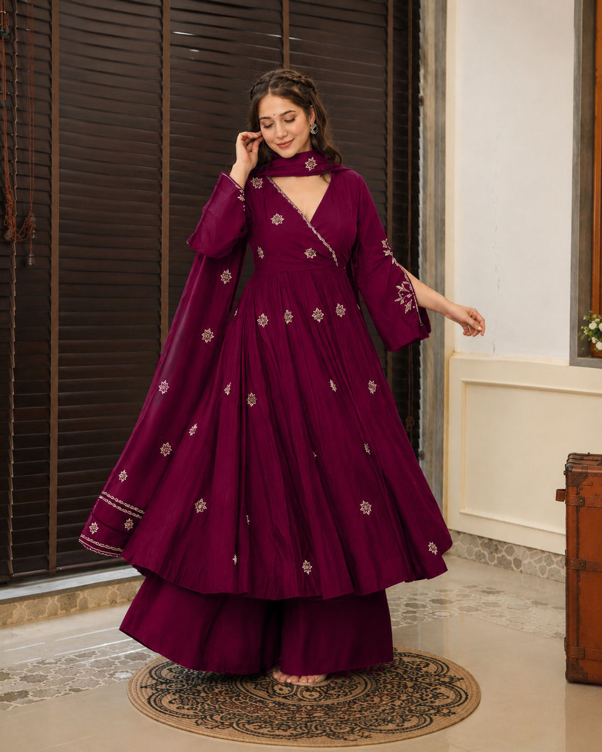 Image of Jay Gopal Tex Women Pure Silk Kurti Pant Dupatta Set