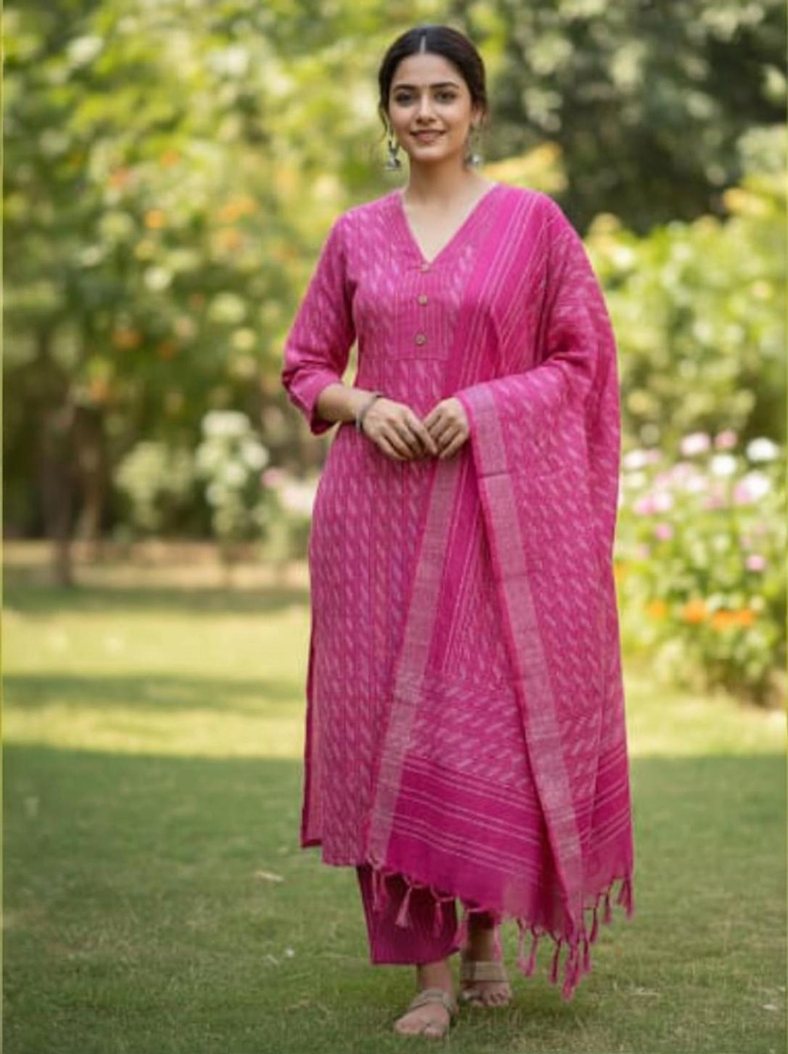 Image of Klosia Women Pure Silk Kurta Pant Dupatta Set
