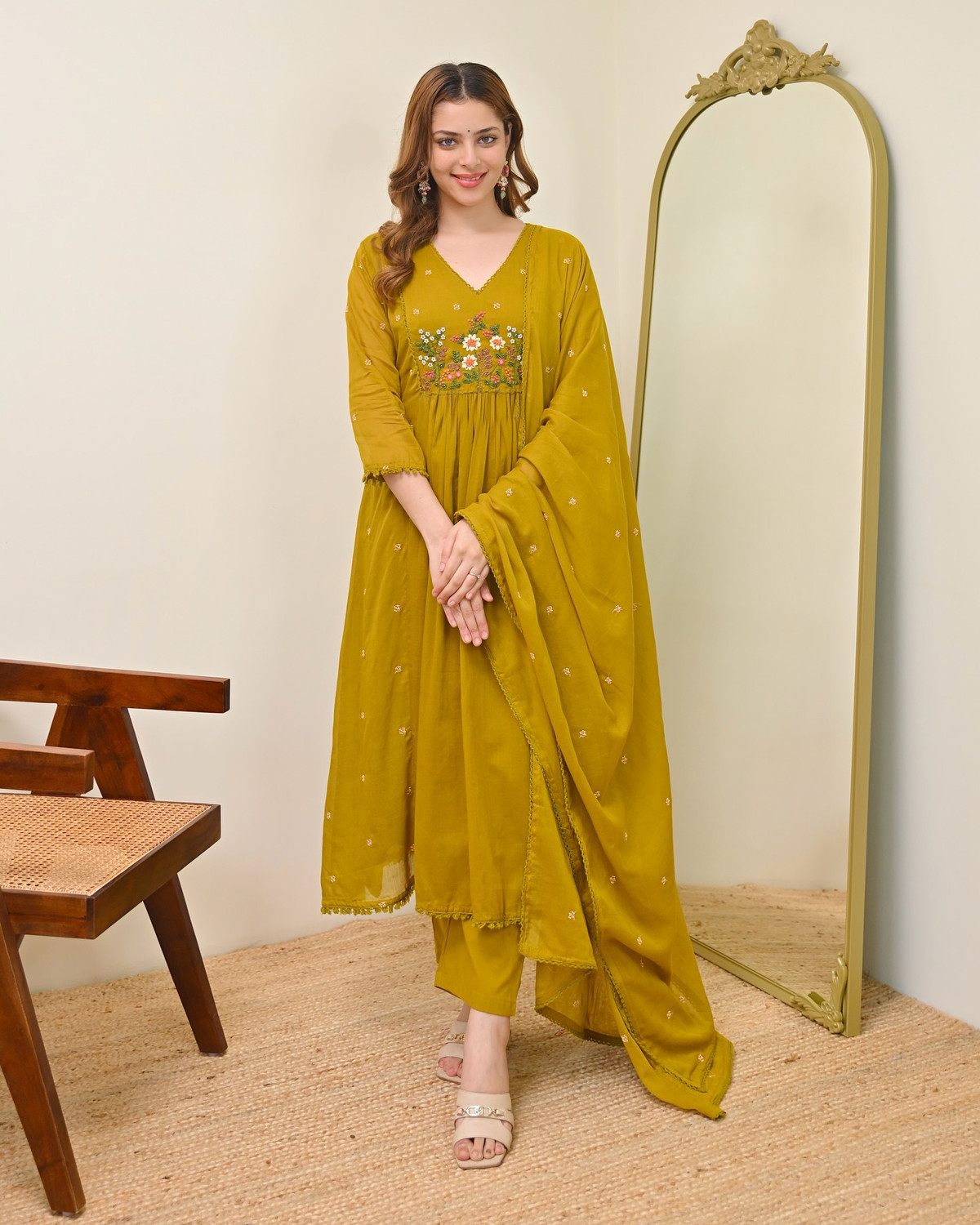 Image of Style Jaipur Women Pure Cotton Kurta Pant Dupatta Set