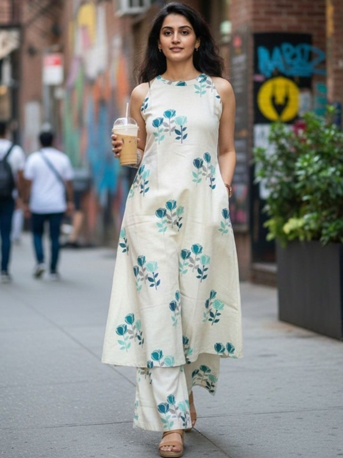 Image of YAGNIK FASHION Women Cotton Rayon Kurta Palazzo Set