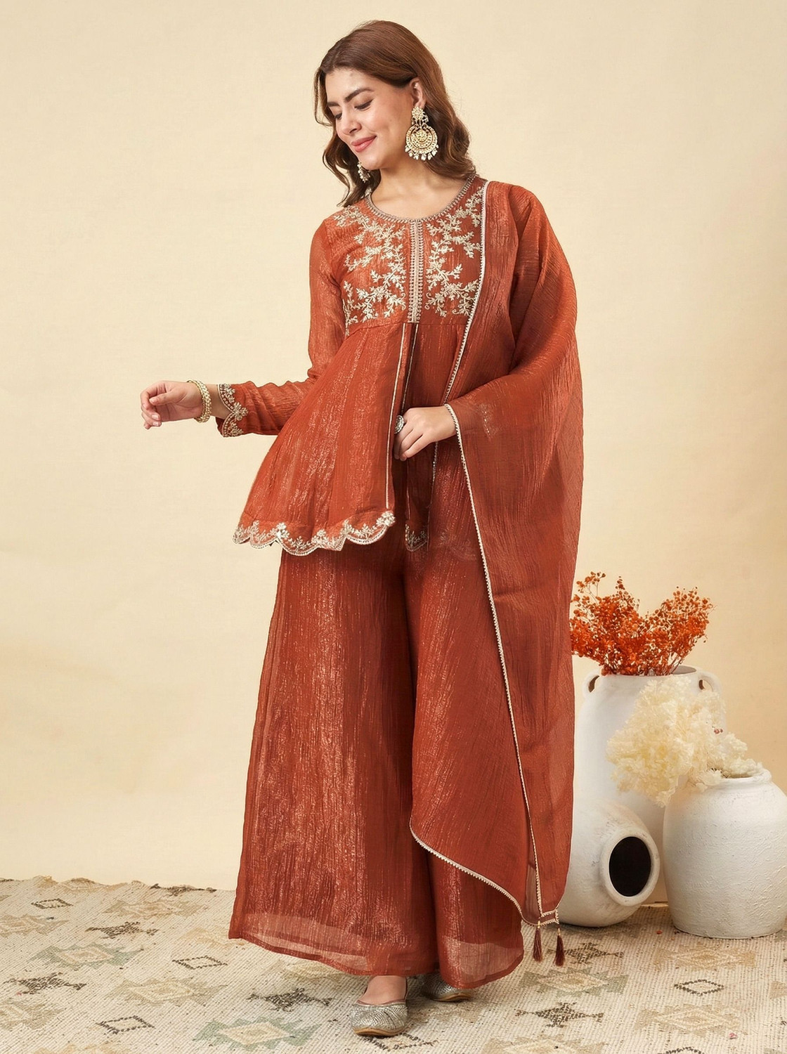 Mokosh Women Kurti Sharara Dupatta Set