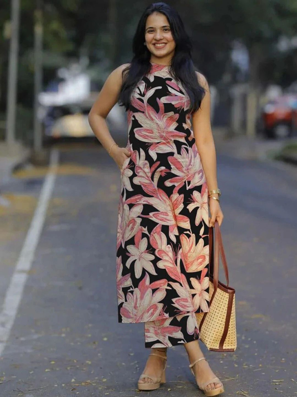 Image of YAGNIK FASHION Women Cotton Rayon Kurta Palazzo Set