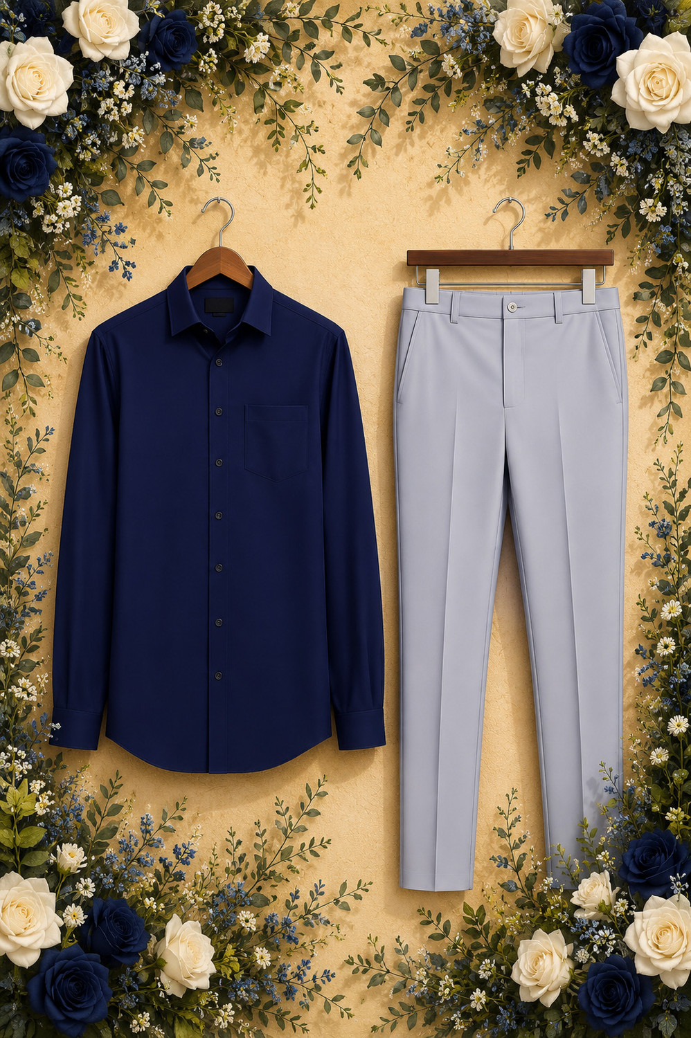 Image of VUONFAB Men Cotton Blend Shirt Pant Set
