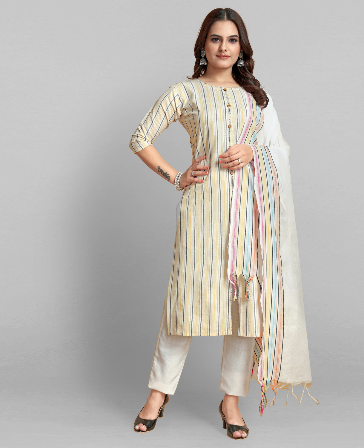 Knock Knock Studio Women Kurti Pant Dupatta Set Price History