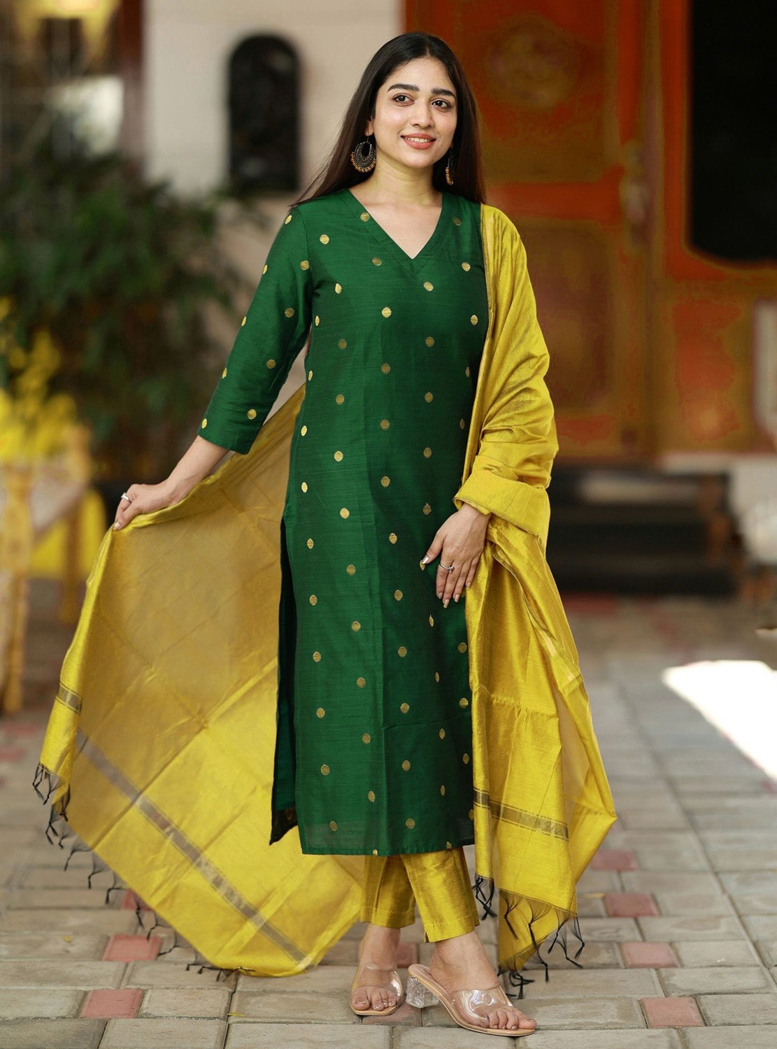Image of Aaghnya Fashion Women Viscose Rayon Kurta Pant Dupatta Set