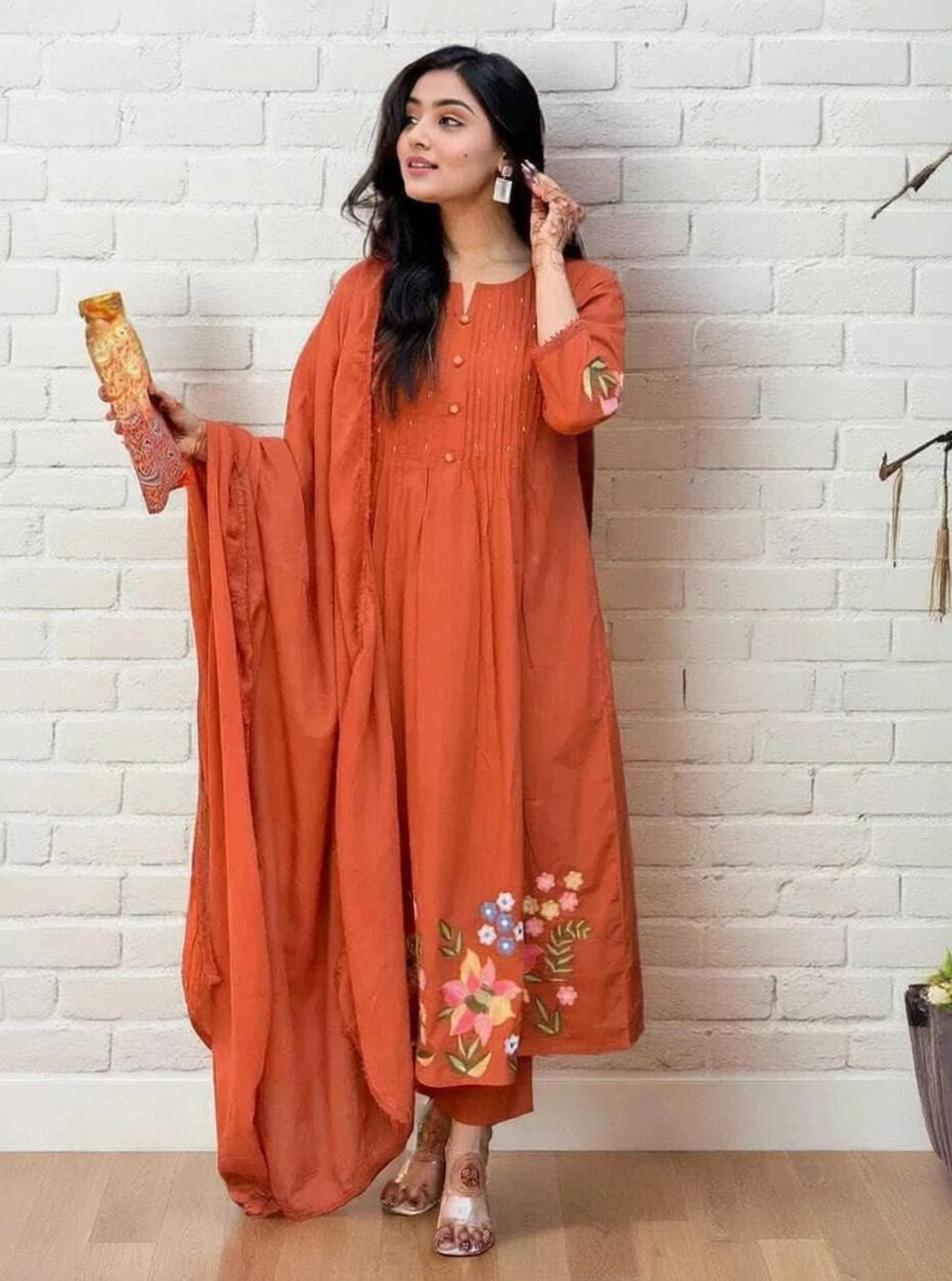 Image of Style Jaipur Women Pure Cotton Kurta Pant Dupatta Set