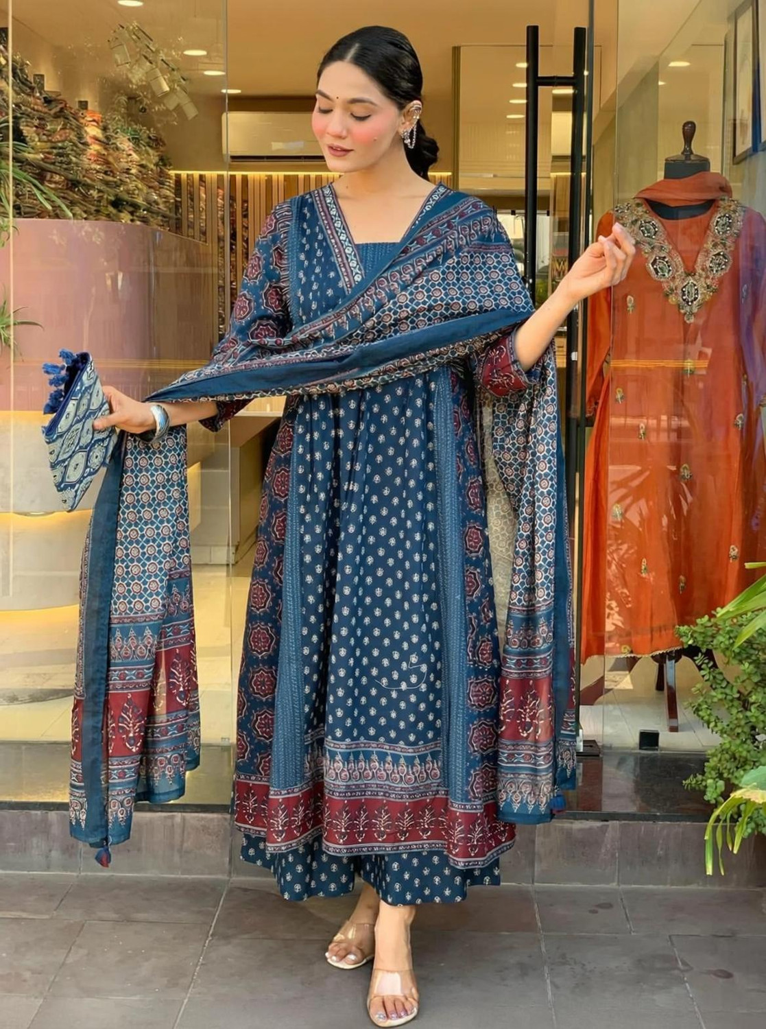Image of Apparelia Women Viscose Rayon Kurta Pant Dupatta Set