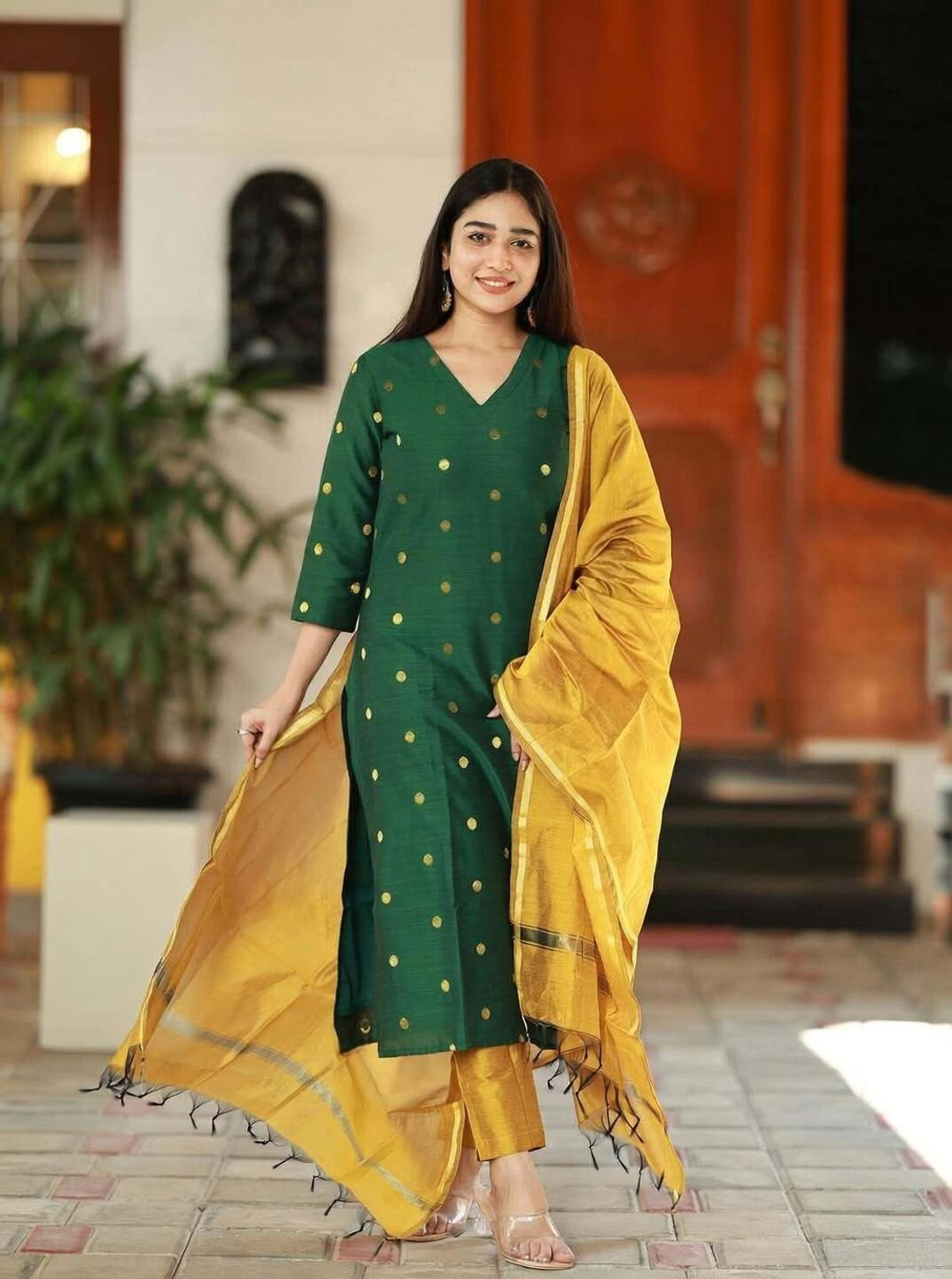 Image of Aaghnya Fashion Women Viscose Rayon Kurta Pant Dupatta Set