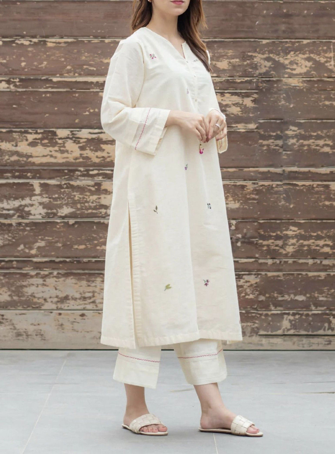 Image of PASOYA Women Cotton Blend Kurta Pant Set