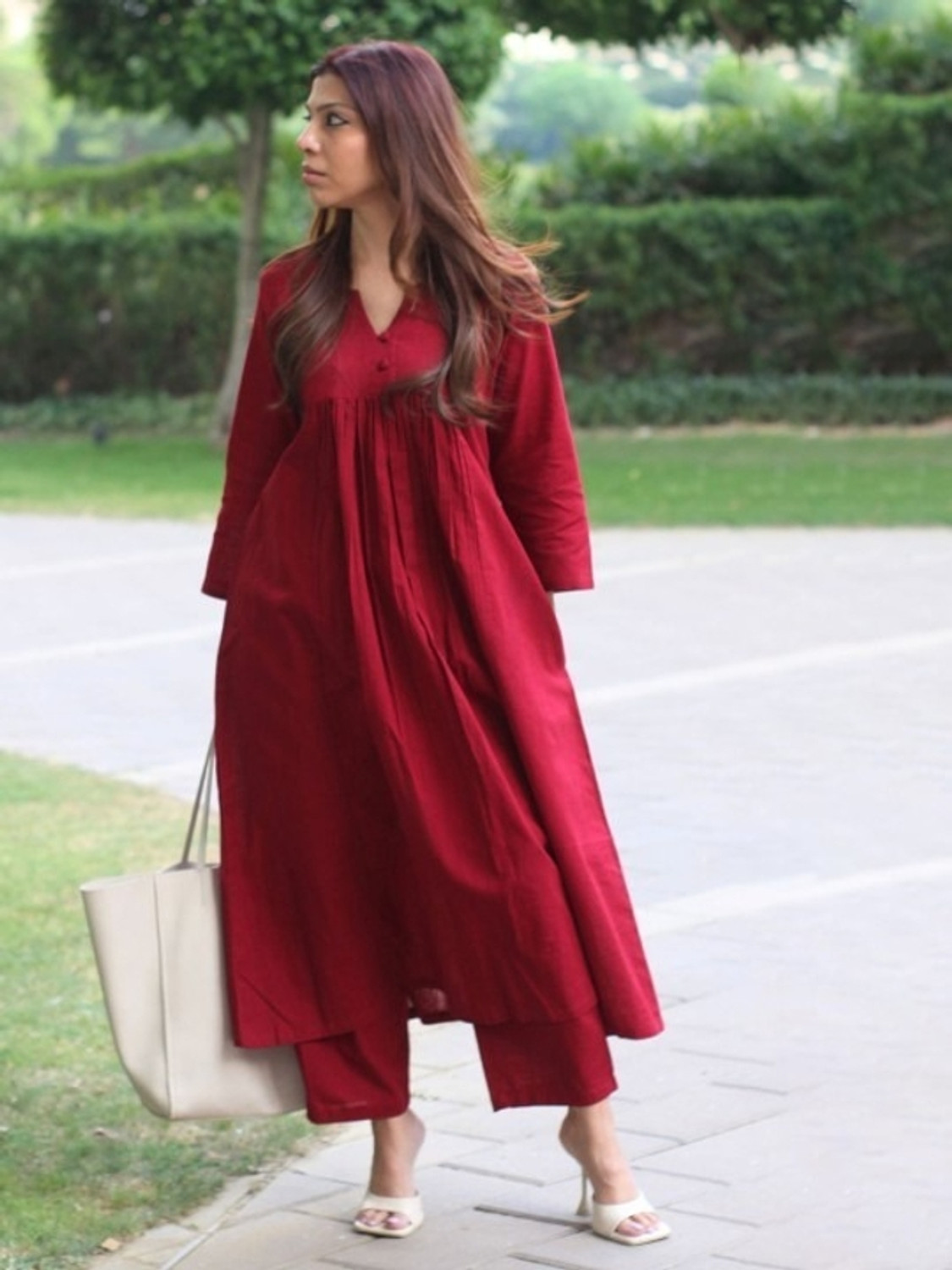 Image of PASOYA Women Cotton Blend Kurta Pant Set