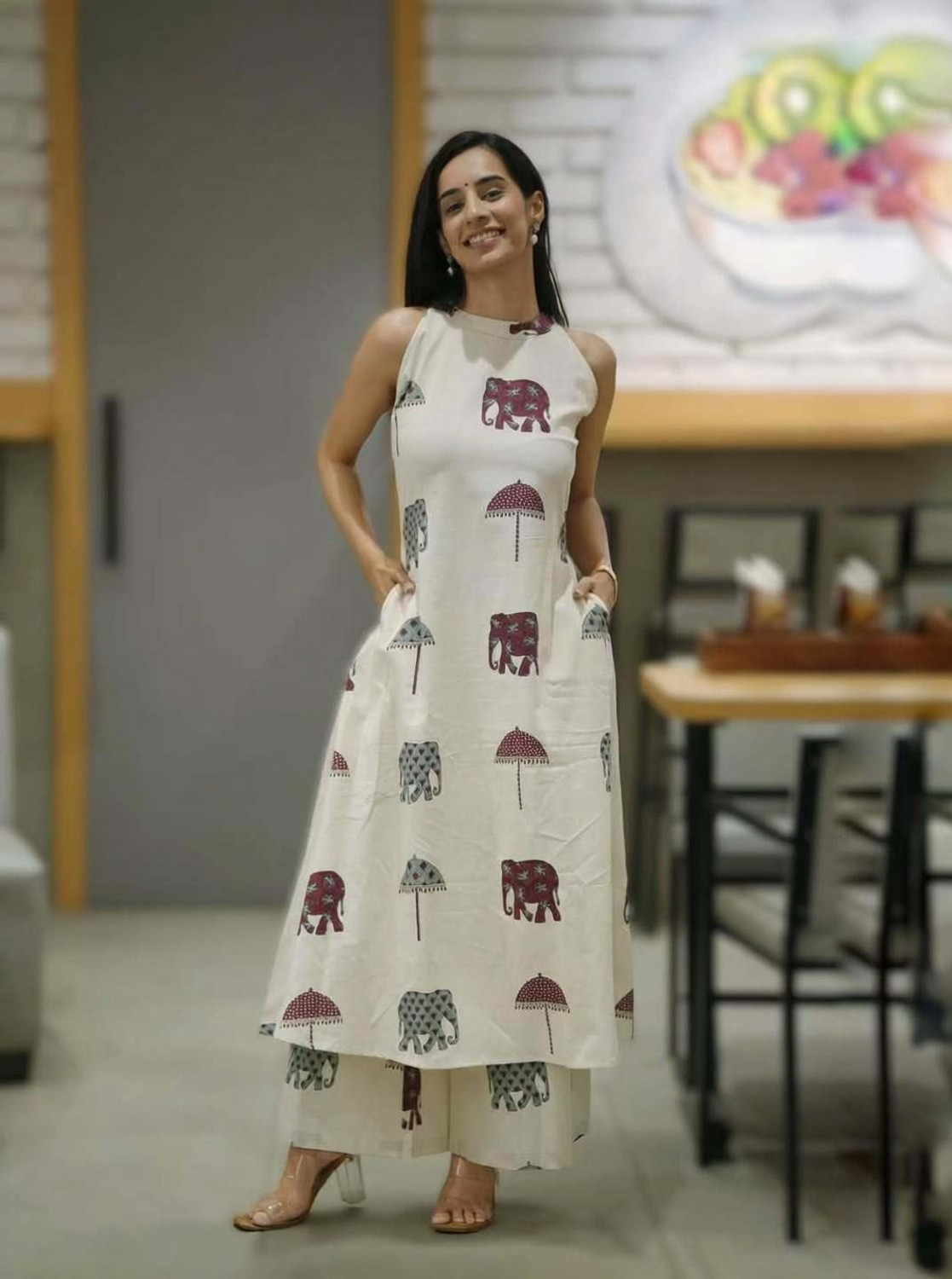 Image of YAGNIK FASHION Women Cotton Rayon Kurta Palazzo Set