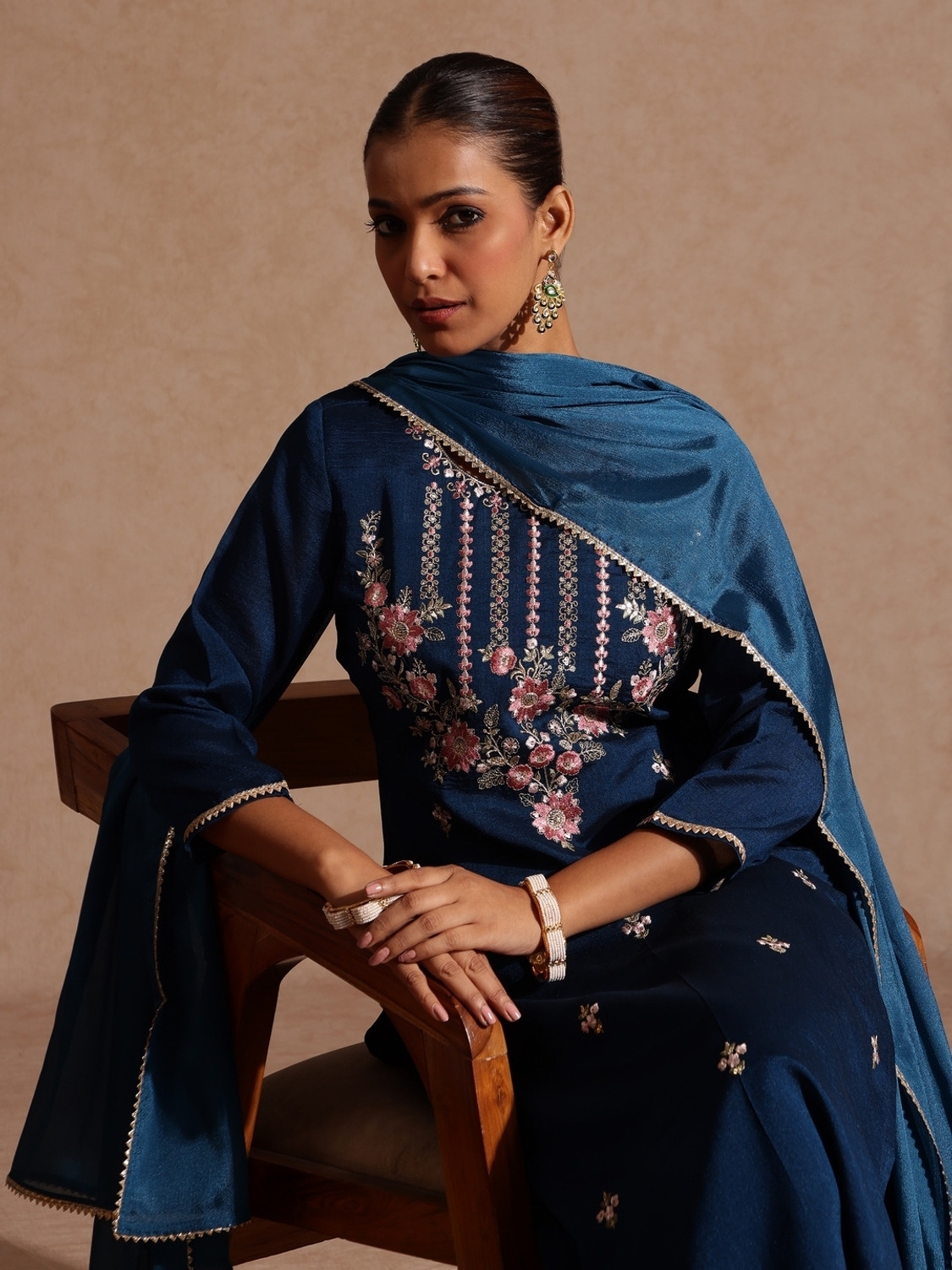 Janasya Women Kurti Pant Dupatta Set