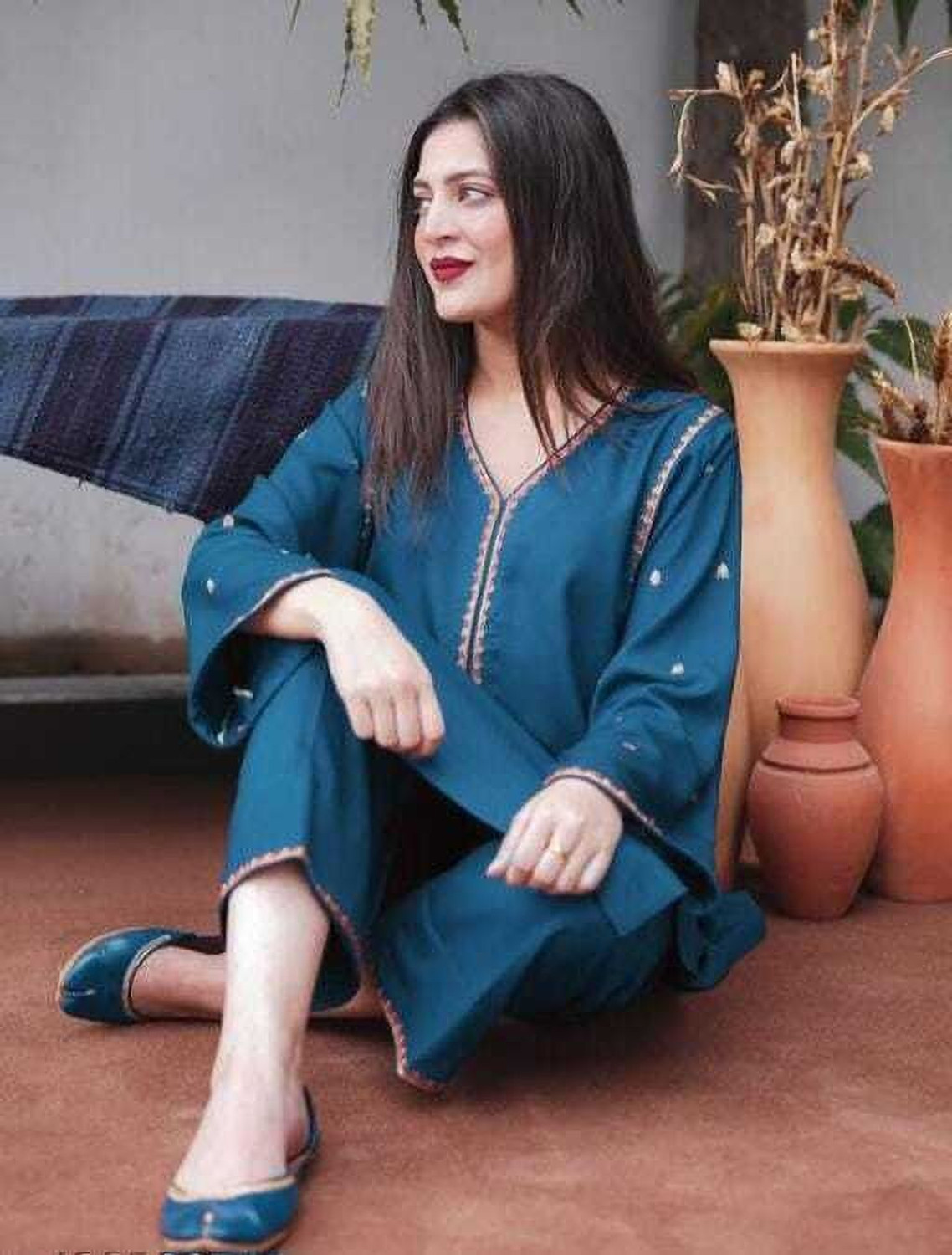 Image of PASOYA Women Cotton Blend Kurta Pant Set