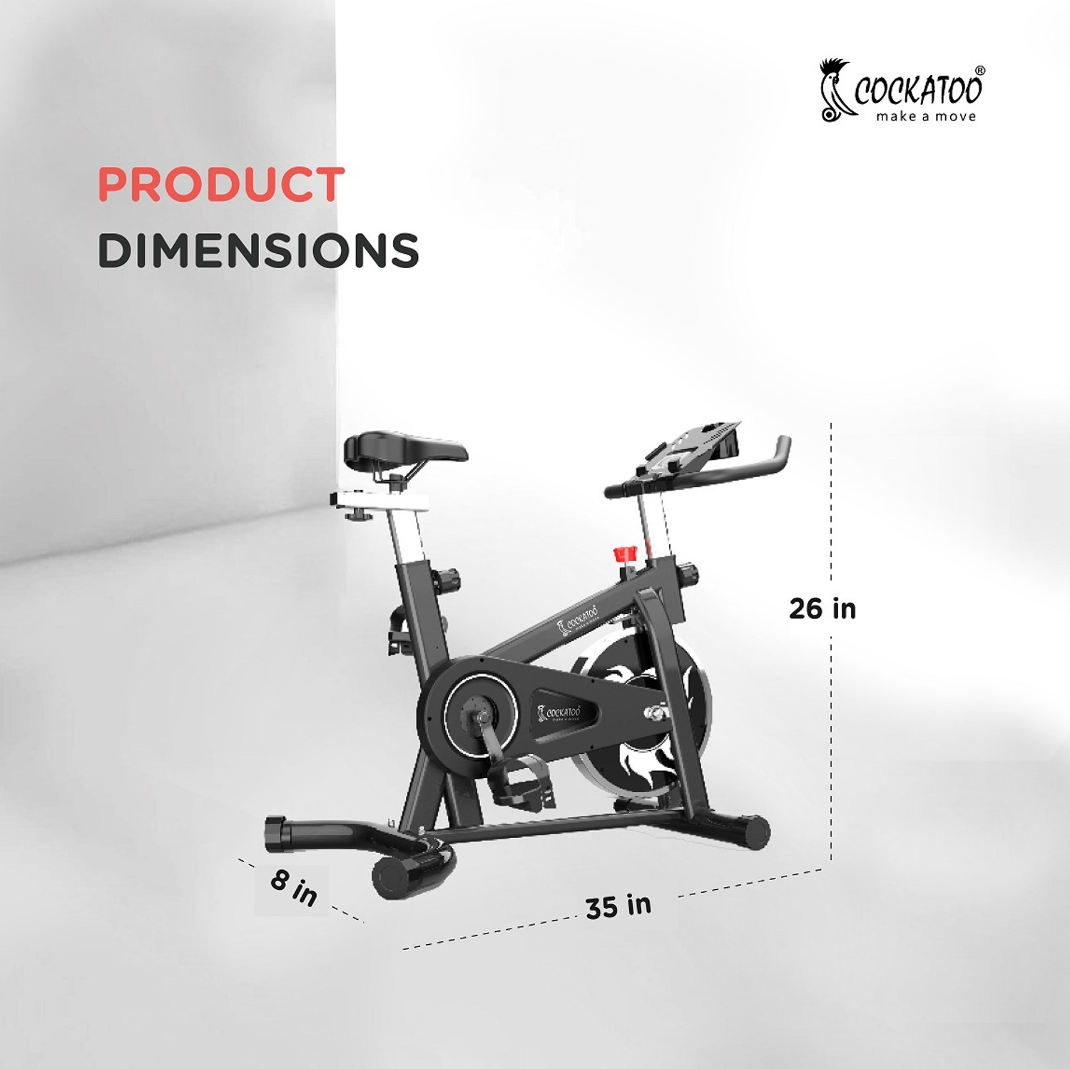 Image of COCKATOO SPB222 Chain Drive Max Weight 120 Kg FLYWHEEL 6 KG Spinner Exercise Bike