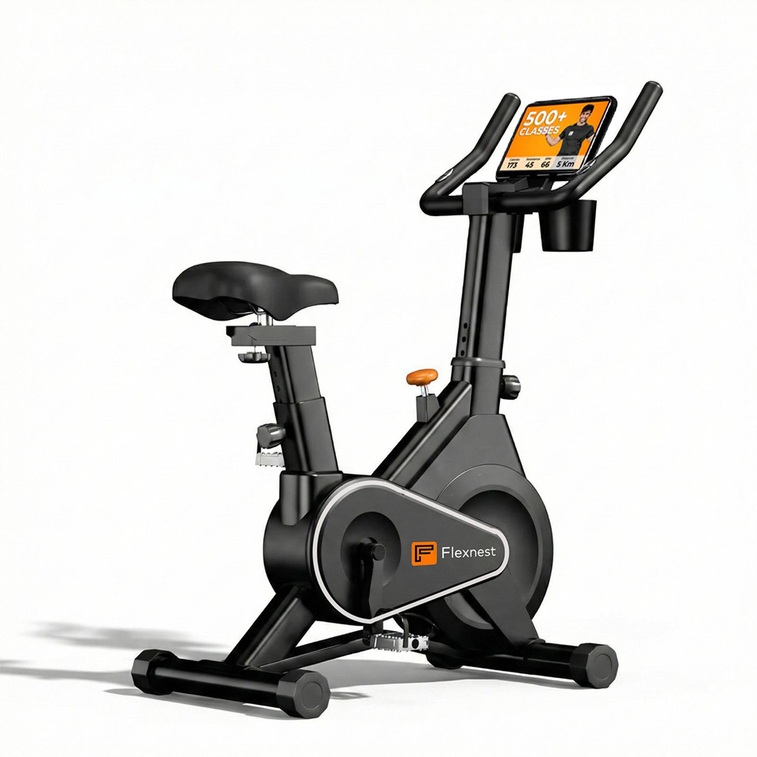 Image of Sparnod Fitness SSB-11 Spin Bike with Heavy-Duty Flywheel, Pulse Sensor & 4-Way Adjustable Seat Upright Stationary Exercise Bike (Black)