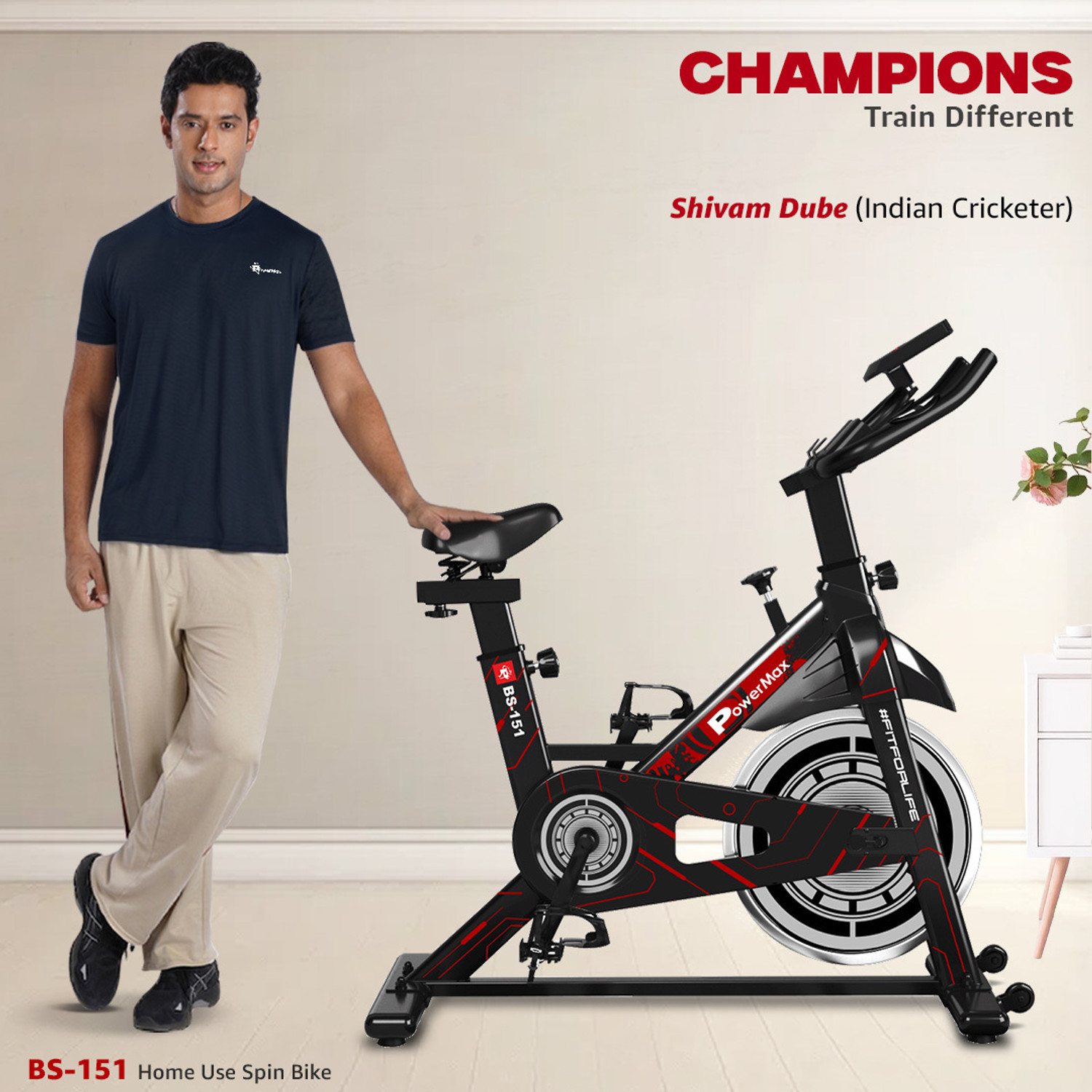 Powermax Fitness BS-151 Home Use Group Bike/Spin Bike Spinner Exercise Bike  (Black, Red)