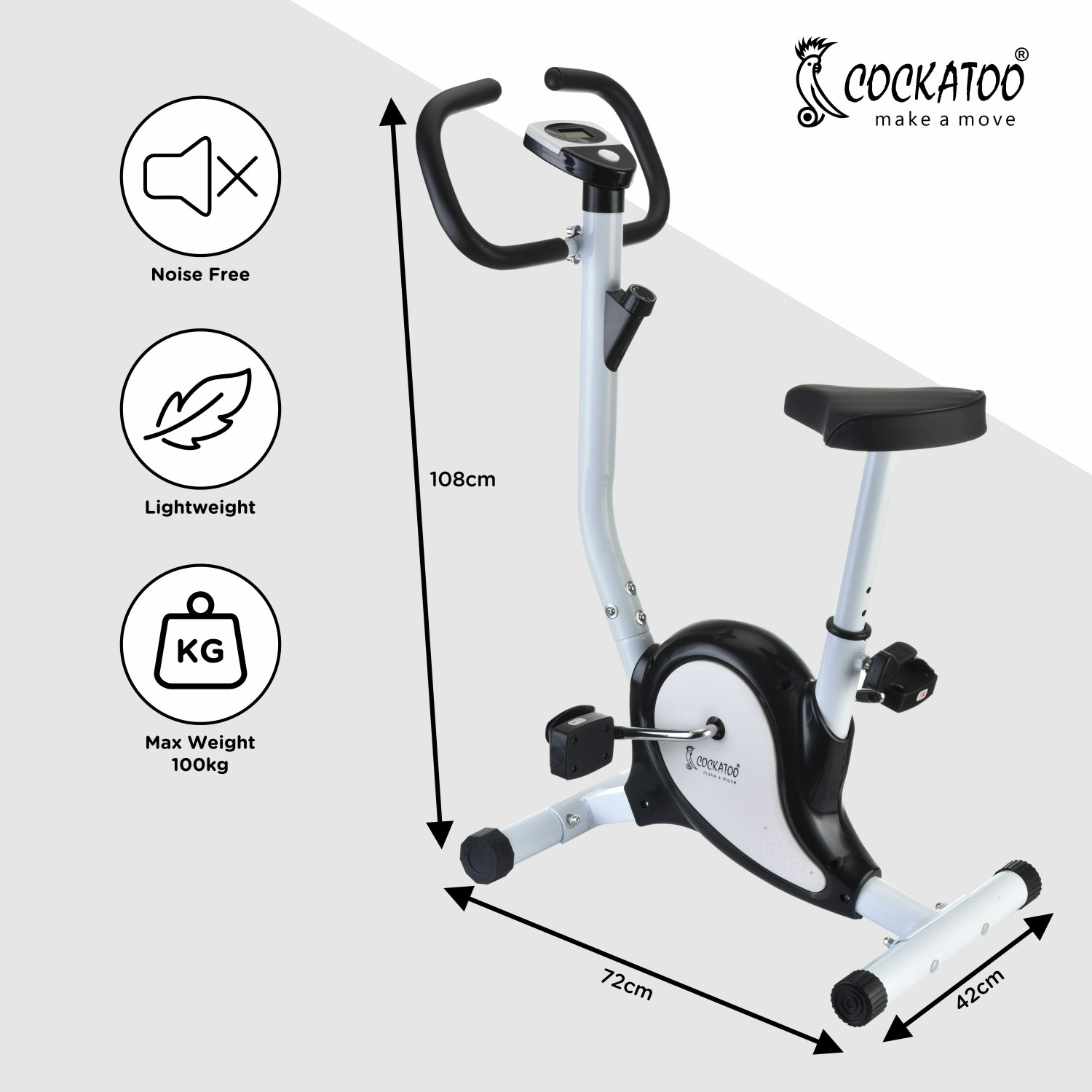 Image of COCKATOO CB01 Belt Drive Mechanism With LCD Display Upright Stationary Exercise Bike