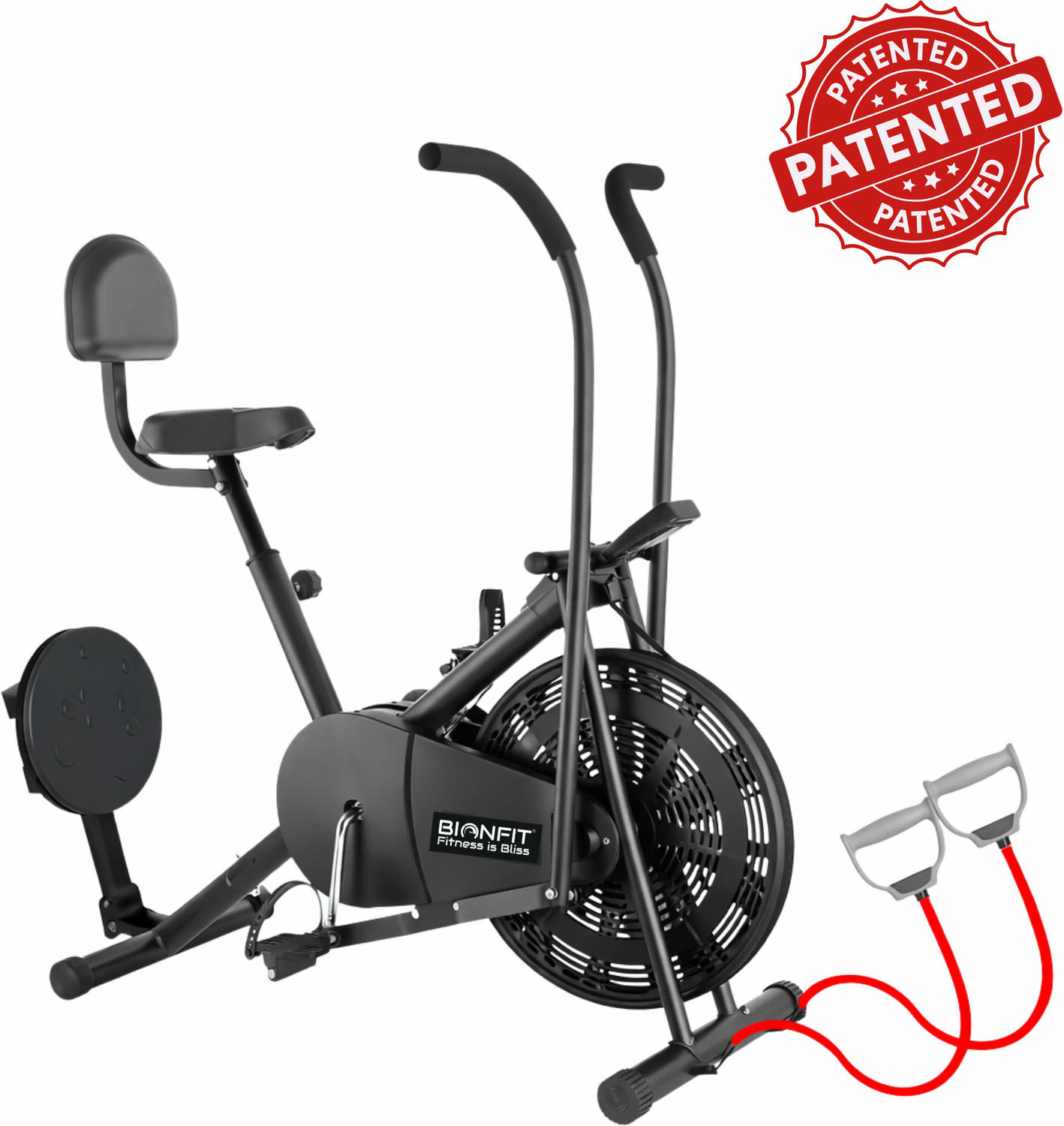 BIONFIT Moving Handle Exercise Cycle | Air Bike for Home Gym with Twister & Back Support Dual-Action Stationary Exercise Bike