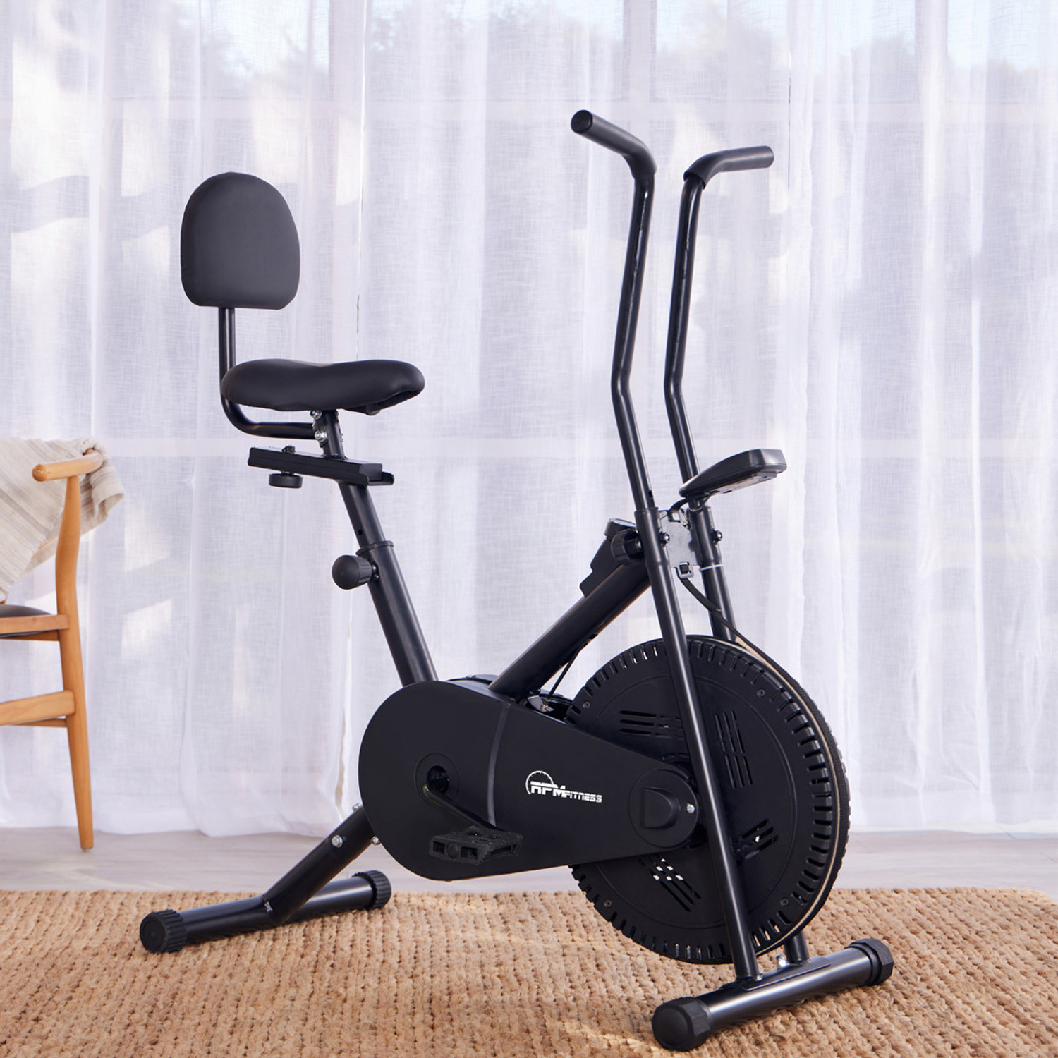 RPM Fitness by Cultsport RPM1001 Airbike with Back Seat 100 Kg Max Weight Support For Home Gym Workout Upright Stationary Exercise Bike Black Price History