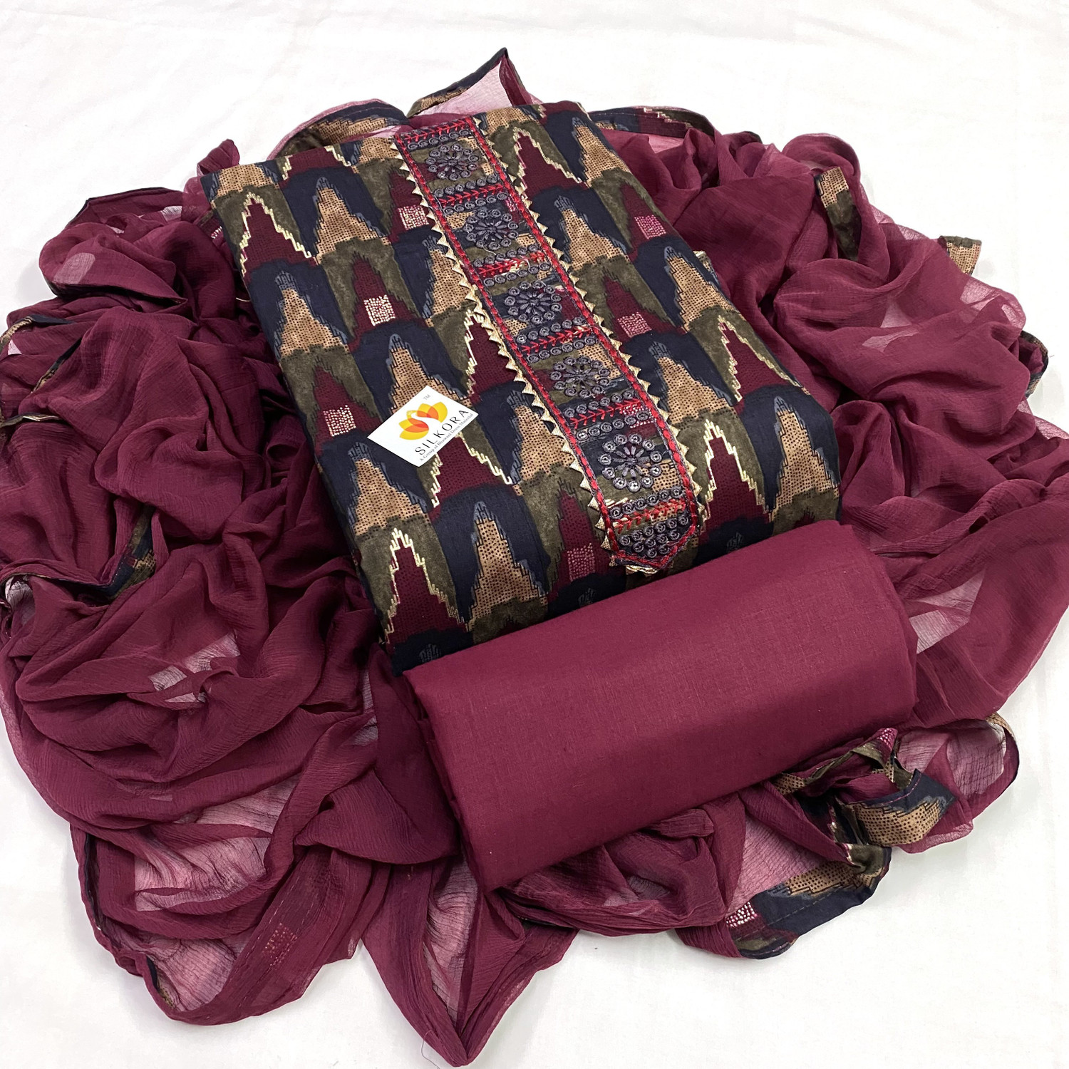 Image of SILKORA Pure Cotton Printed Salwar Suit Material