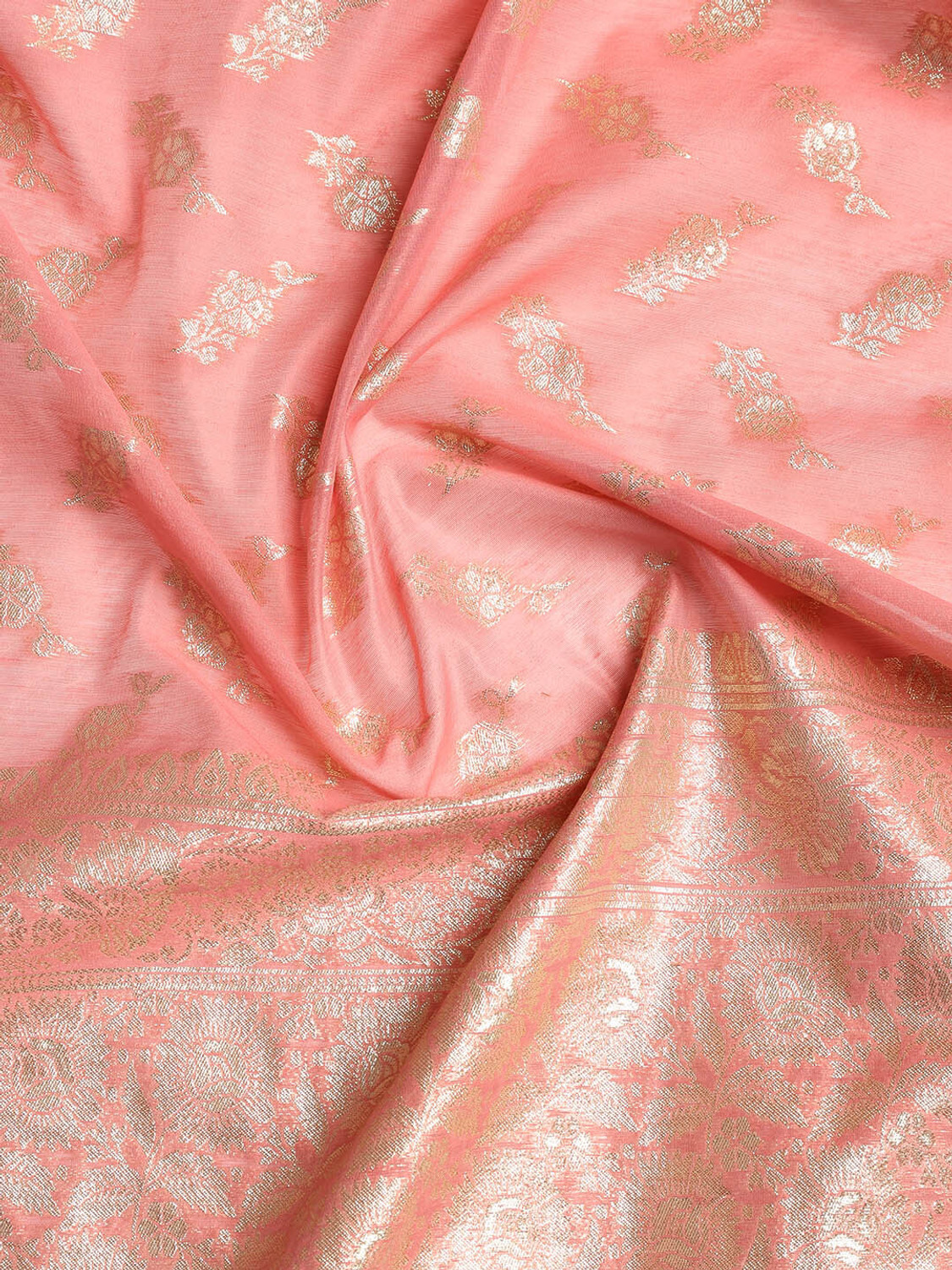 Image of Meena Bazaar Unstitched Chanderi Salwar Suit Material Embroidered