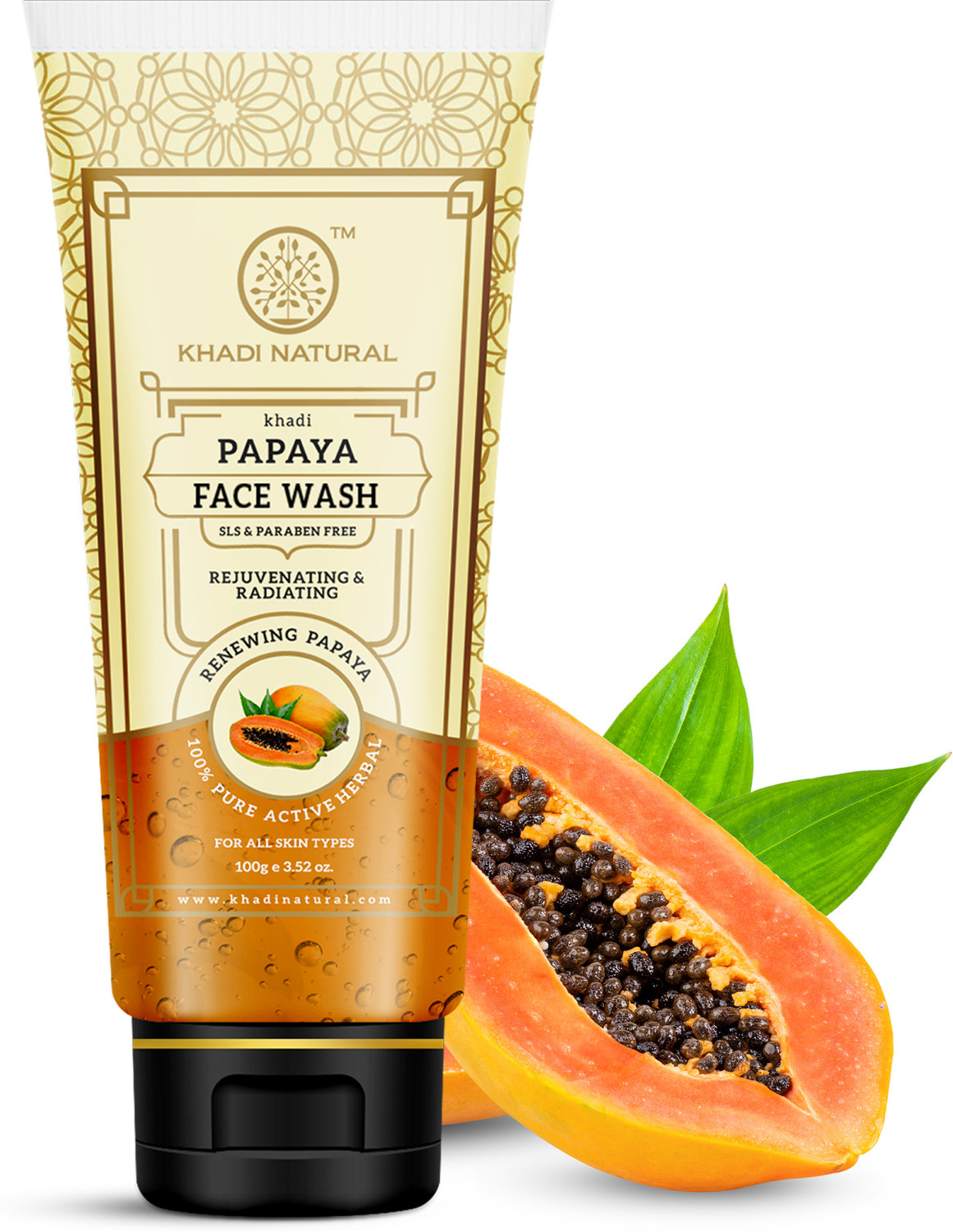 KHADI NATURAL Papaya  SLS & PARABEN FREE 100gm Face Wash