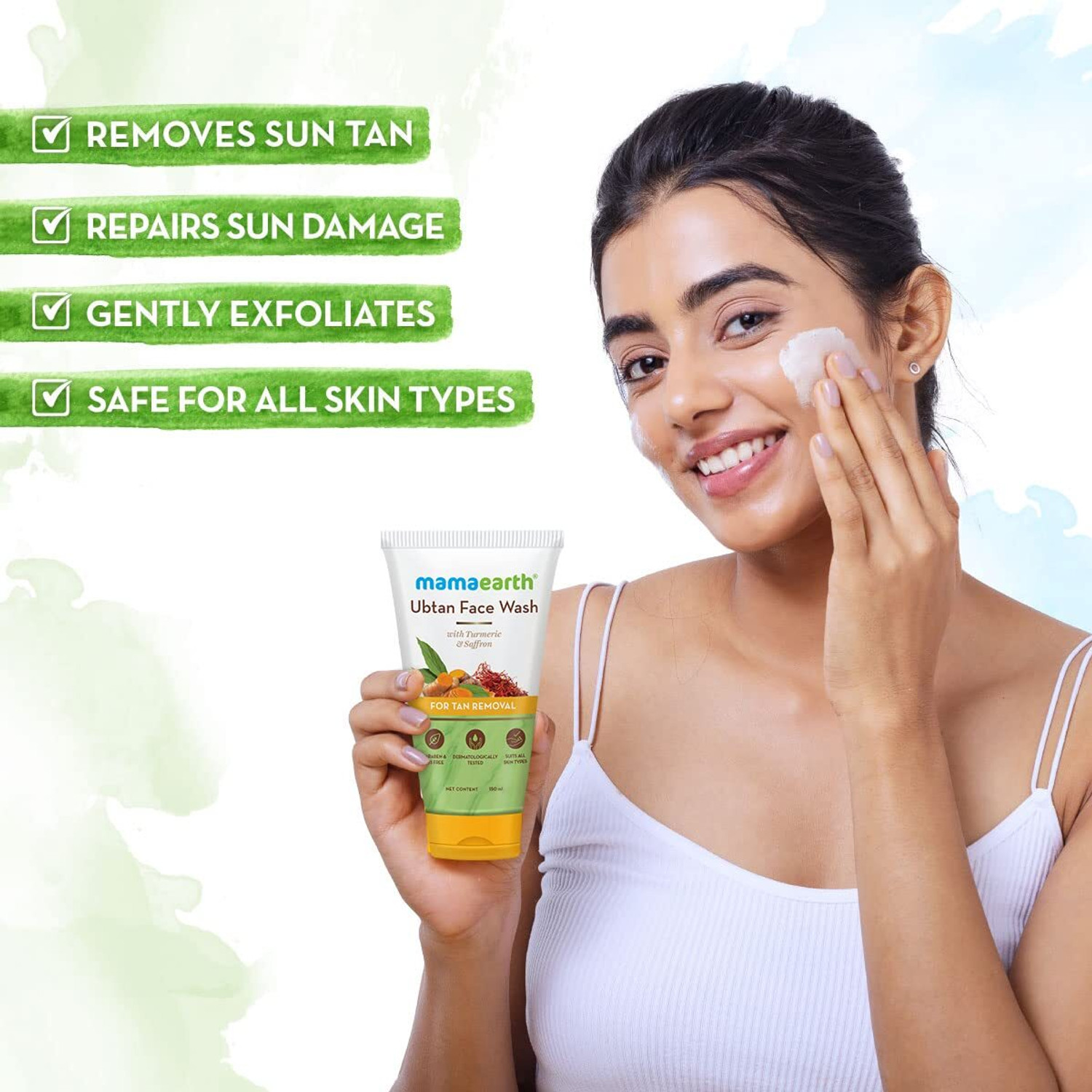 Image of Mamaearth Ubtan Natural |Anti-Tan For all Skin Types with Turmeric & Saffron Face Wash