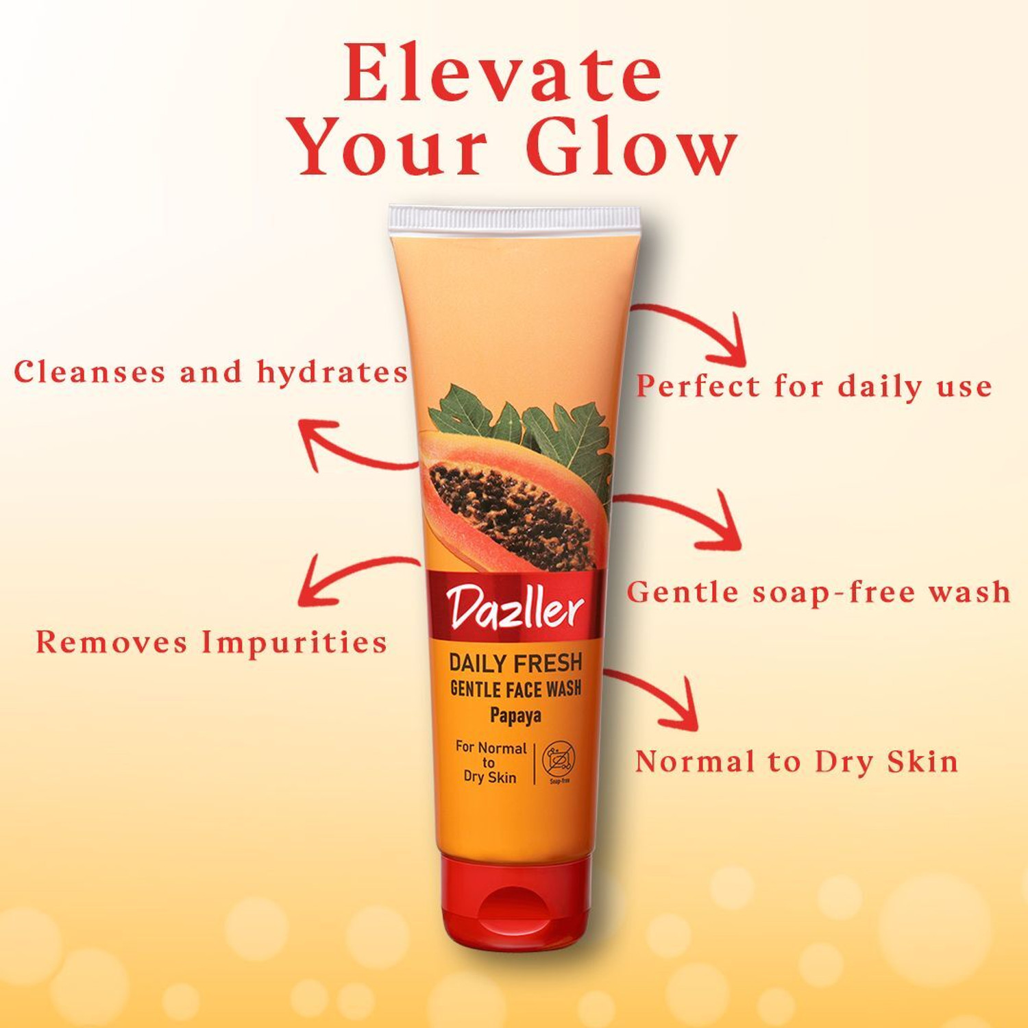 Image of Dazller Daily Fresh Trial Pack | Neem & Tulsi | Papaya | True Glow | Pack of 3, Gentle Cleanser for All Skin Types Face Wash (300 g)