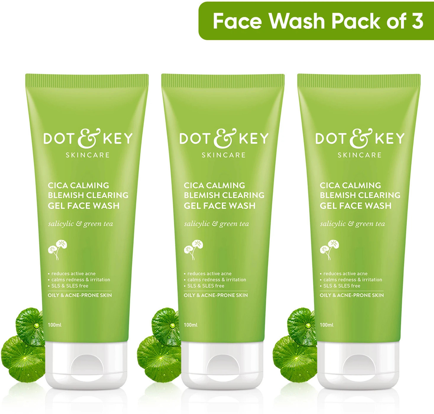 Dot & Key Cica 2% Salicylic with Green Tea pack of 3 for Oily Acne Pro