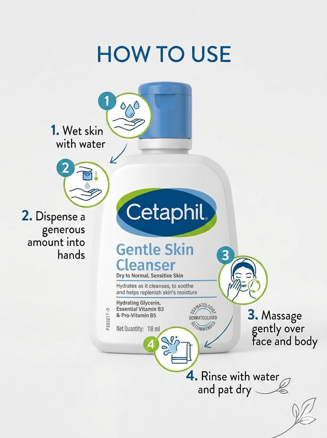 Image of Cetaphil Gentle Skin Cleanser For Dry to Normal, Sensitive Skin Face Wash (118 ml)