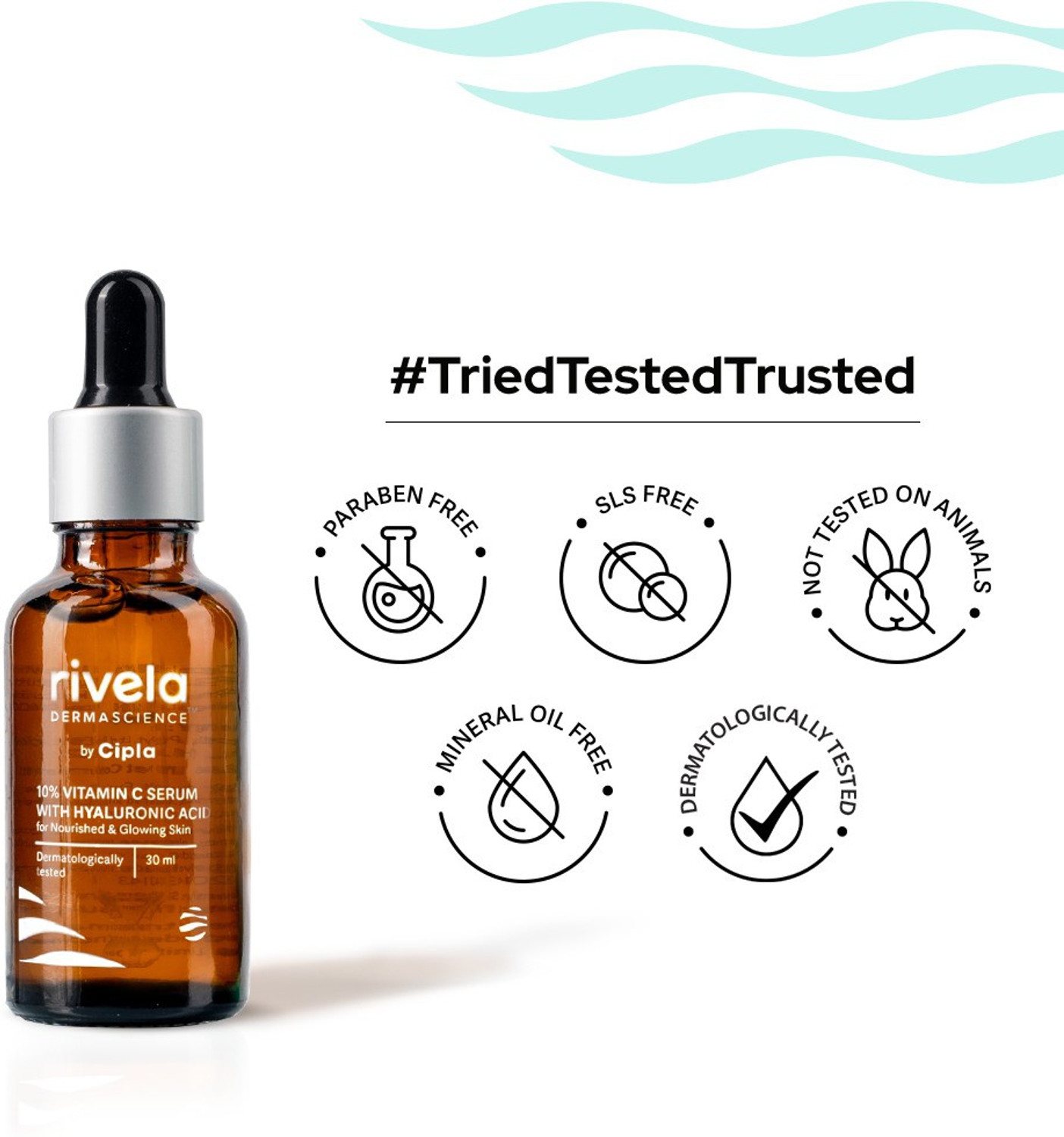 Image of Rivela Dermascience 10% Vitamin C Serum with Hyaluronic Acid for Radiant and Glowing Skin