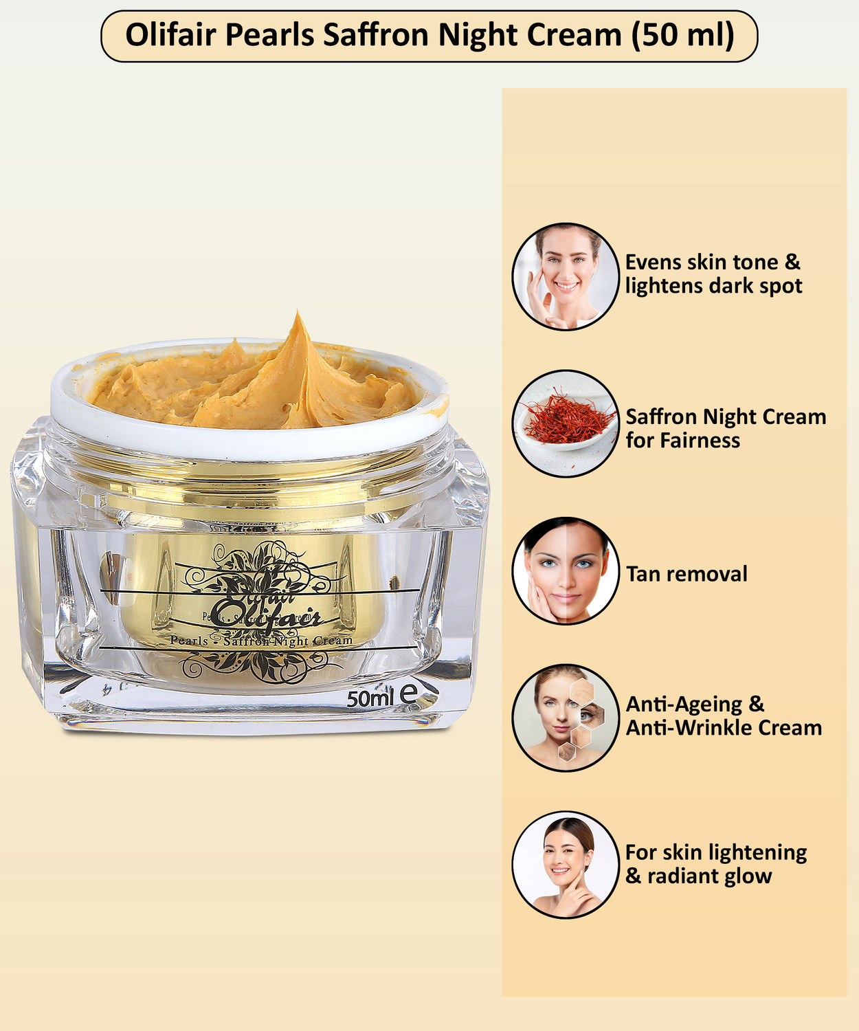 Image of Olifair Pearls Saffron Night Cream