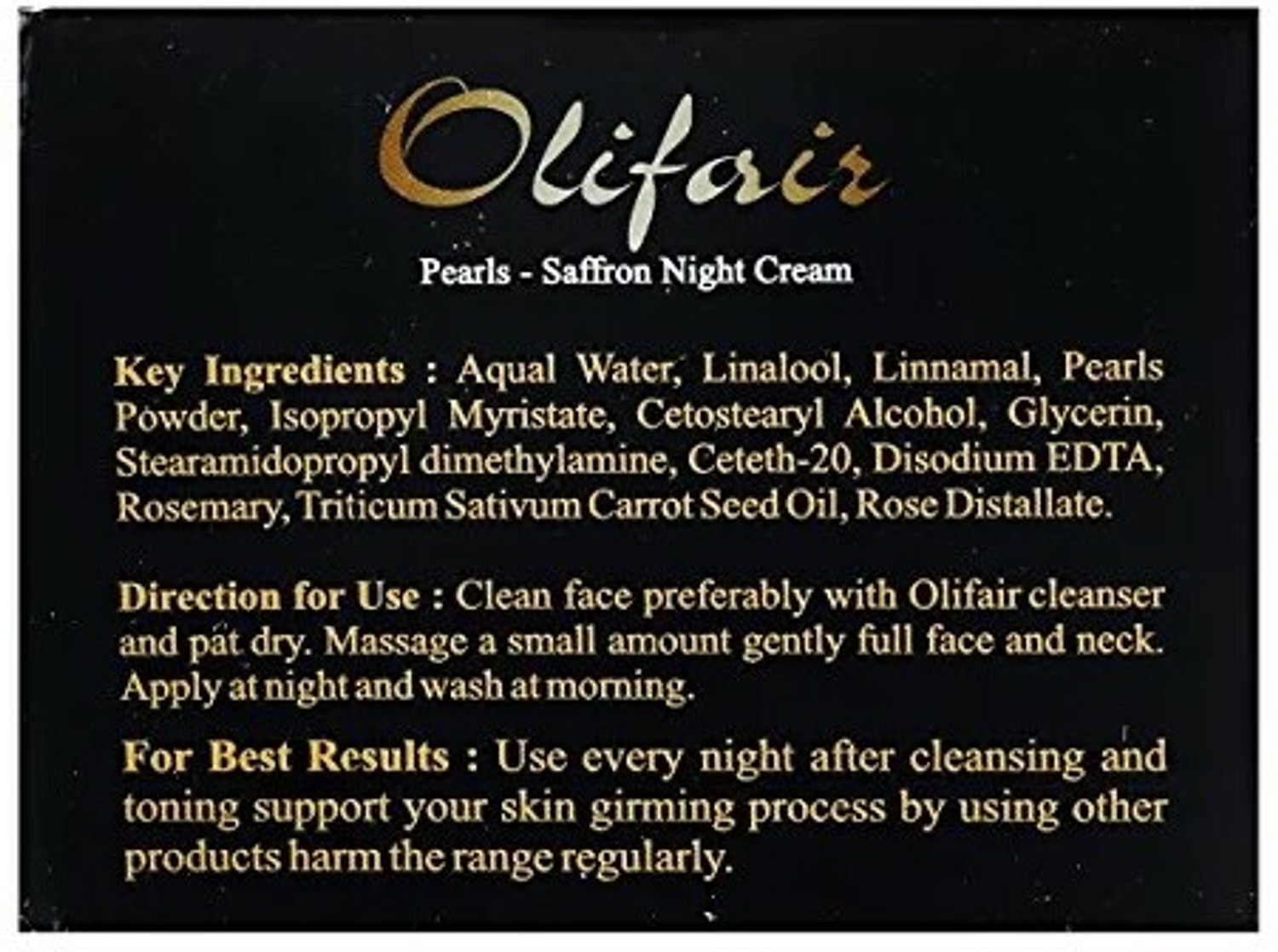 Image of Olifair Pearls Saffron Night Cream