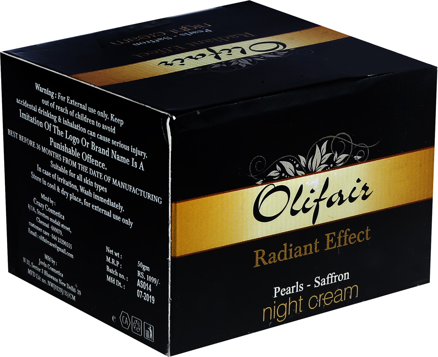 Image of Olifair Pearls Saffron Night Cream