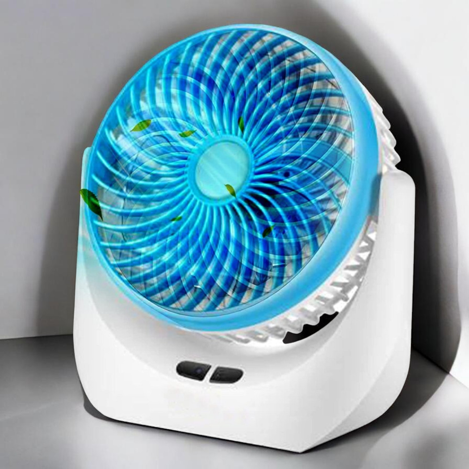 Image of Gatushop High Speed Rechargeable Table Fan with LED Light For Office Desk, Home 269 Ultra High Speed 1400 mm Table Fan (5 Star | Multicolor | Pack of 1)