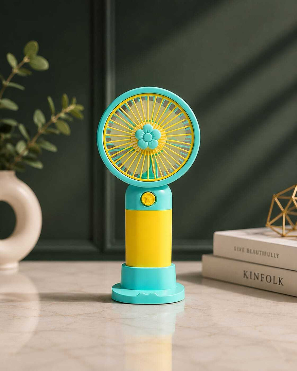 Image of YAKUNOX Handheld Mini Fan Rechargeable | 2 Speed USB Portable Desk Fan BLDC Motor 100 mm Table Fan (multi colour | Pack of 1)