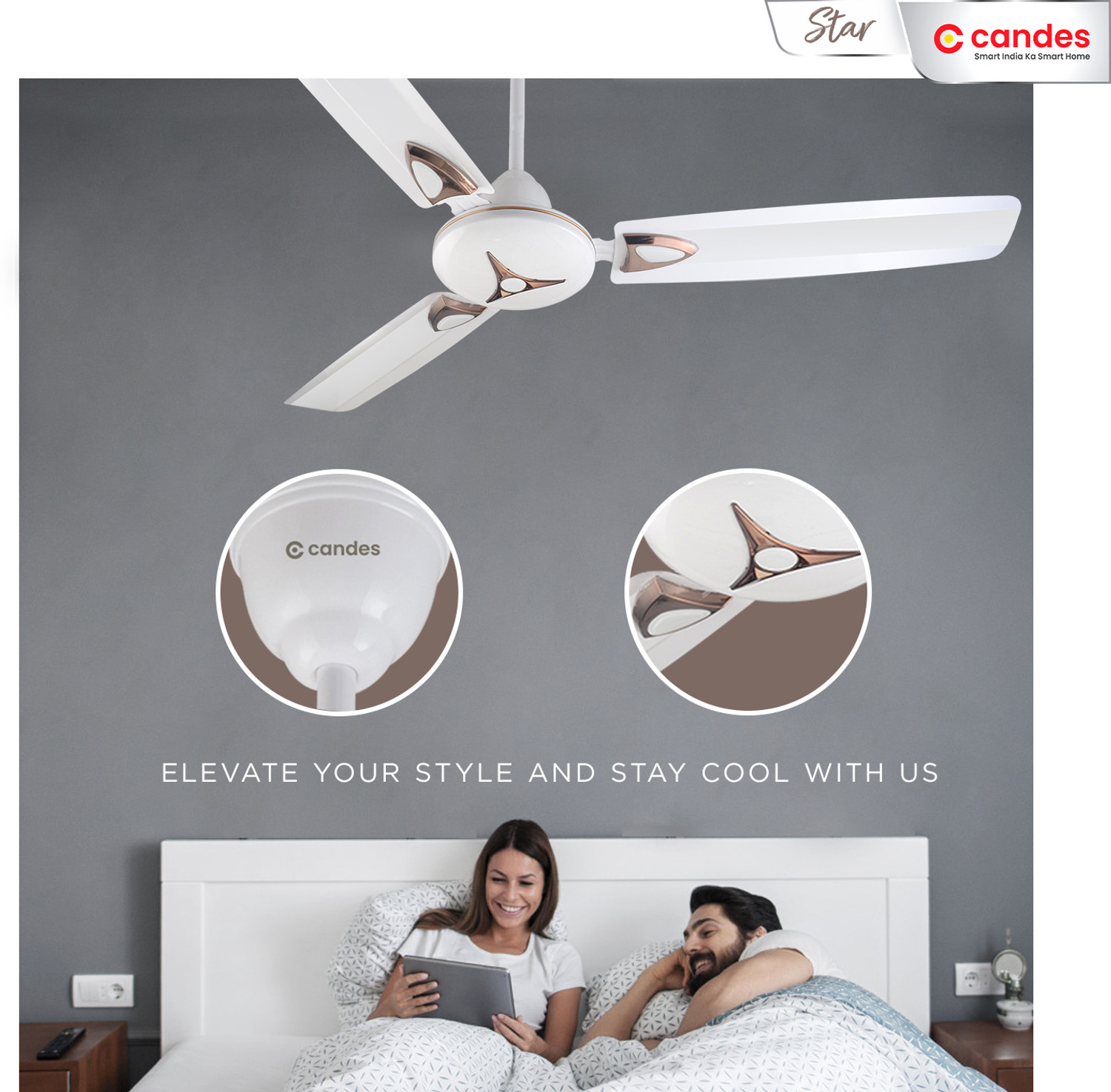 Image of Candes Star 48 inch / 1200 MM HIGH Speed ANTI-DUST (100% Copper) Ceiling Fan - 400 RPM - With 3 Years Warranty with 2 Year Warranty Anti Dust 1200 mm Ceiling Fan