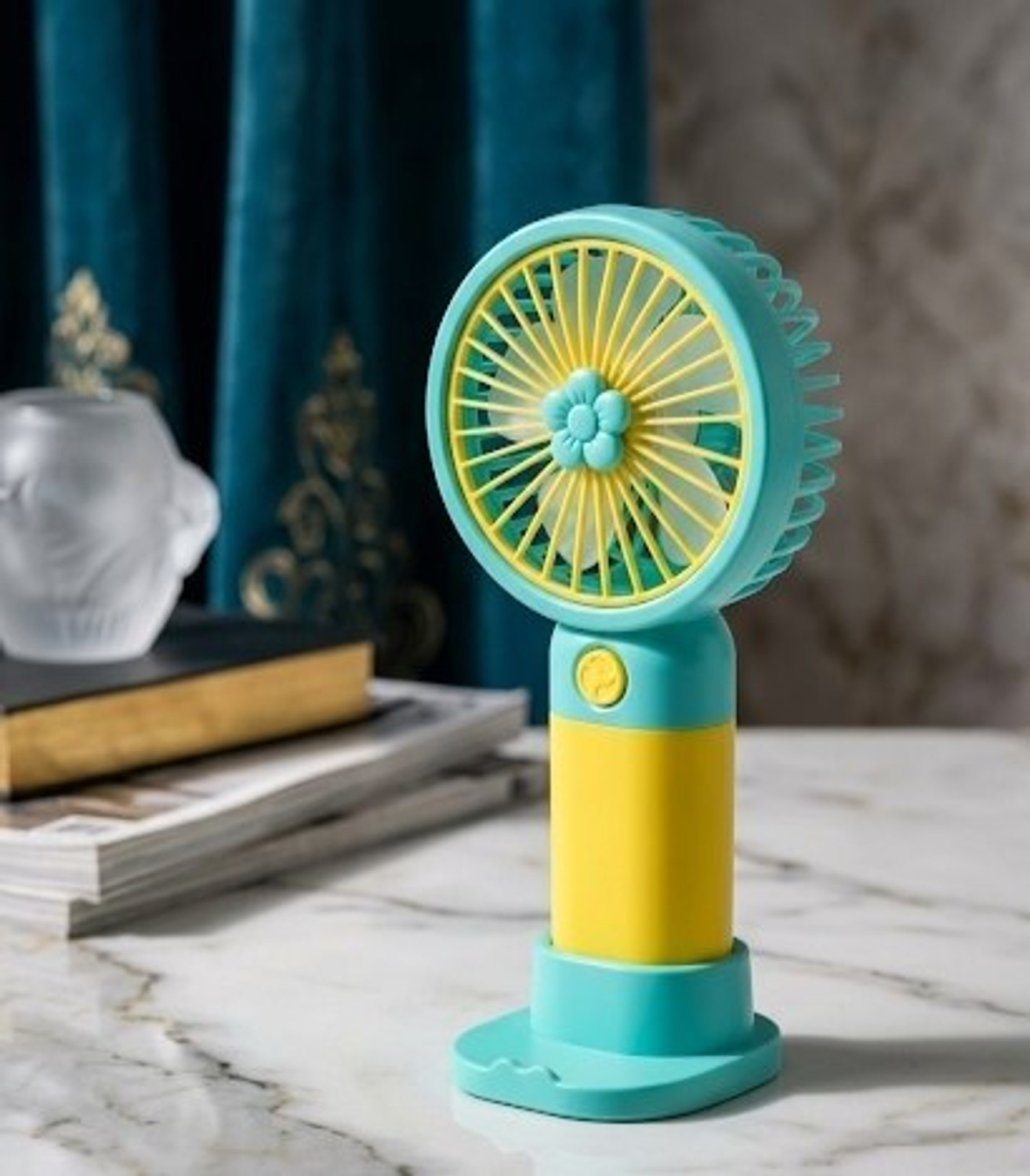 Image of YAKUNOX Handheld Mini Fan Rechargeable | 2 Speed USB Portable Desk Fan BLDC Motor 100 mm Table Fan (multi colour | Pack of 1)