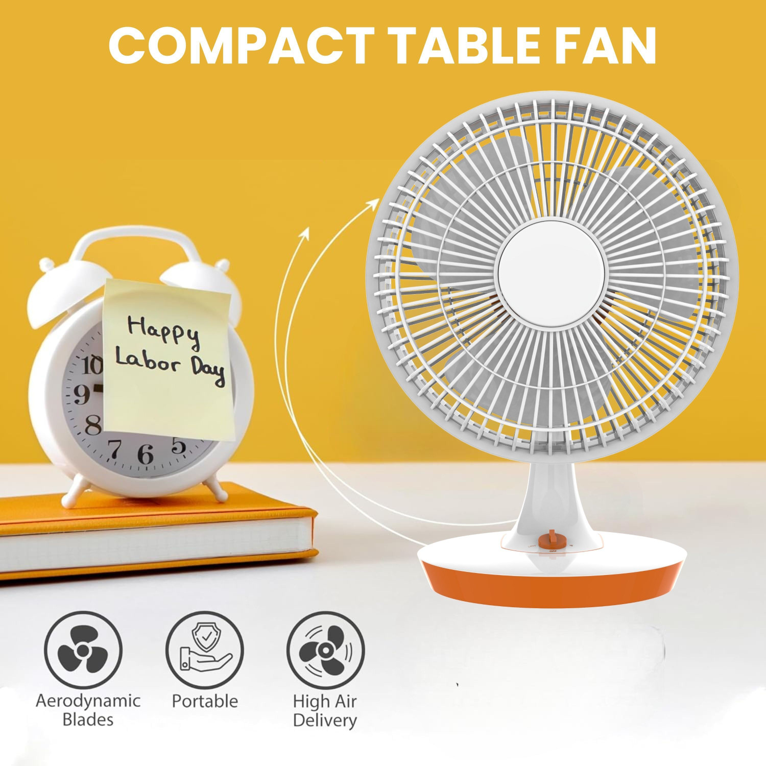 Image of PARADISEECOM 300 mm /12 inch Ultra High Speed Table Fan & Desk Fan, 3Blade For Home /OfficeM37 Silent Operation 300 mm Table Fan (5 Star | White | Pack of 1)