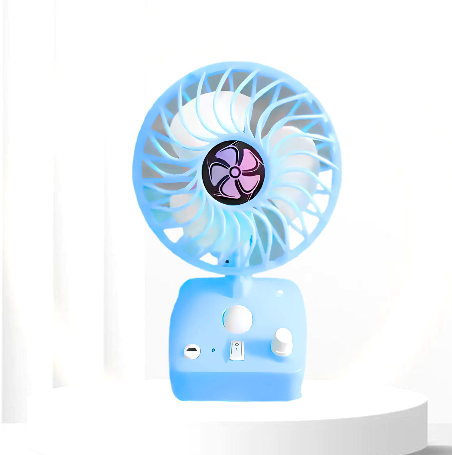 Image of LE'SIJA DECORATIONS Rechargeable Table fan 360with Adjustable USB Charging Battery Operated Ultra High Speed Table Fan (5 Star | multi | Pack of 1)
