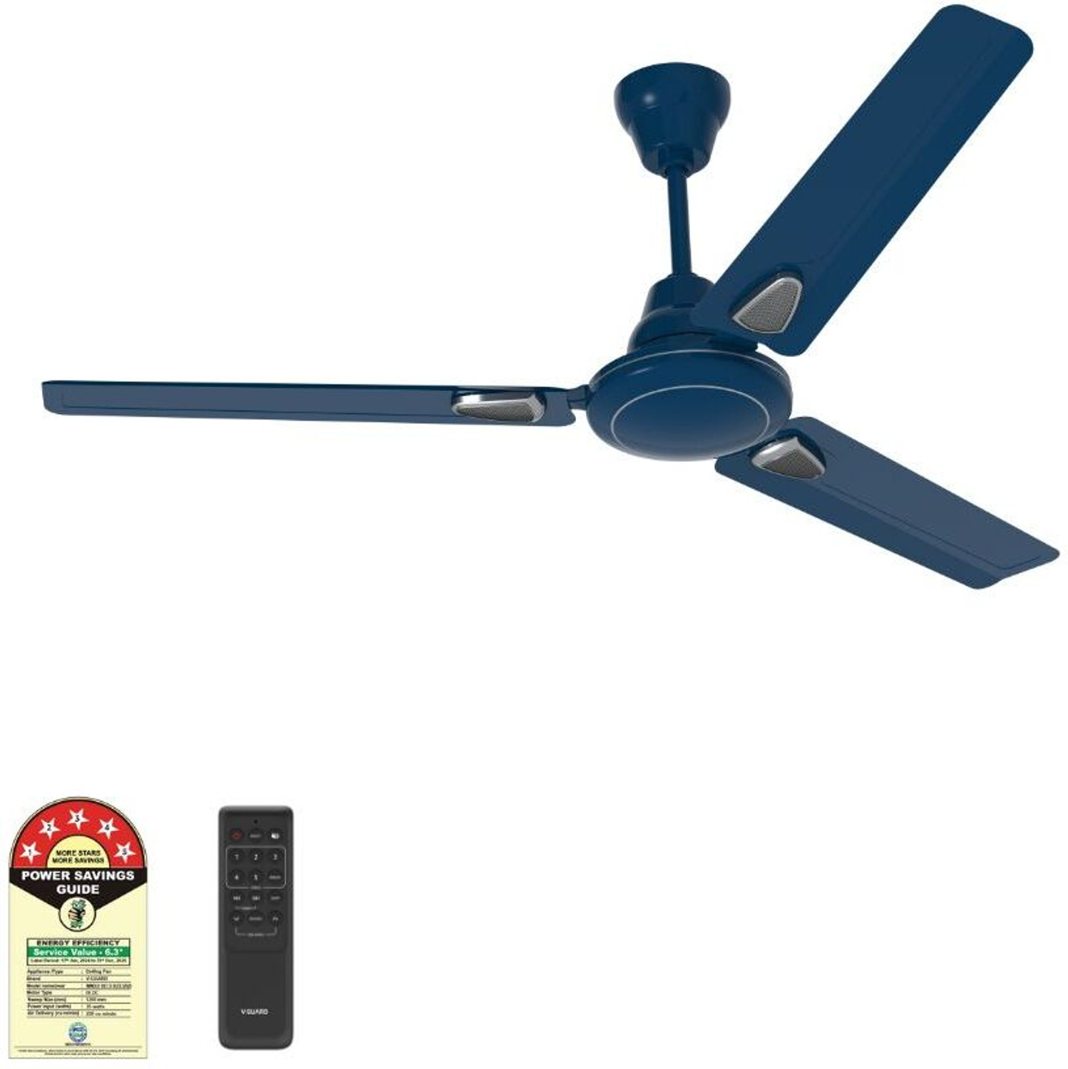 V-Guard Windle Deco BLDC 5 Star 1200 mm BLDC Motor with Remote 3 Blade Ceiling Fan