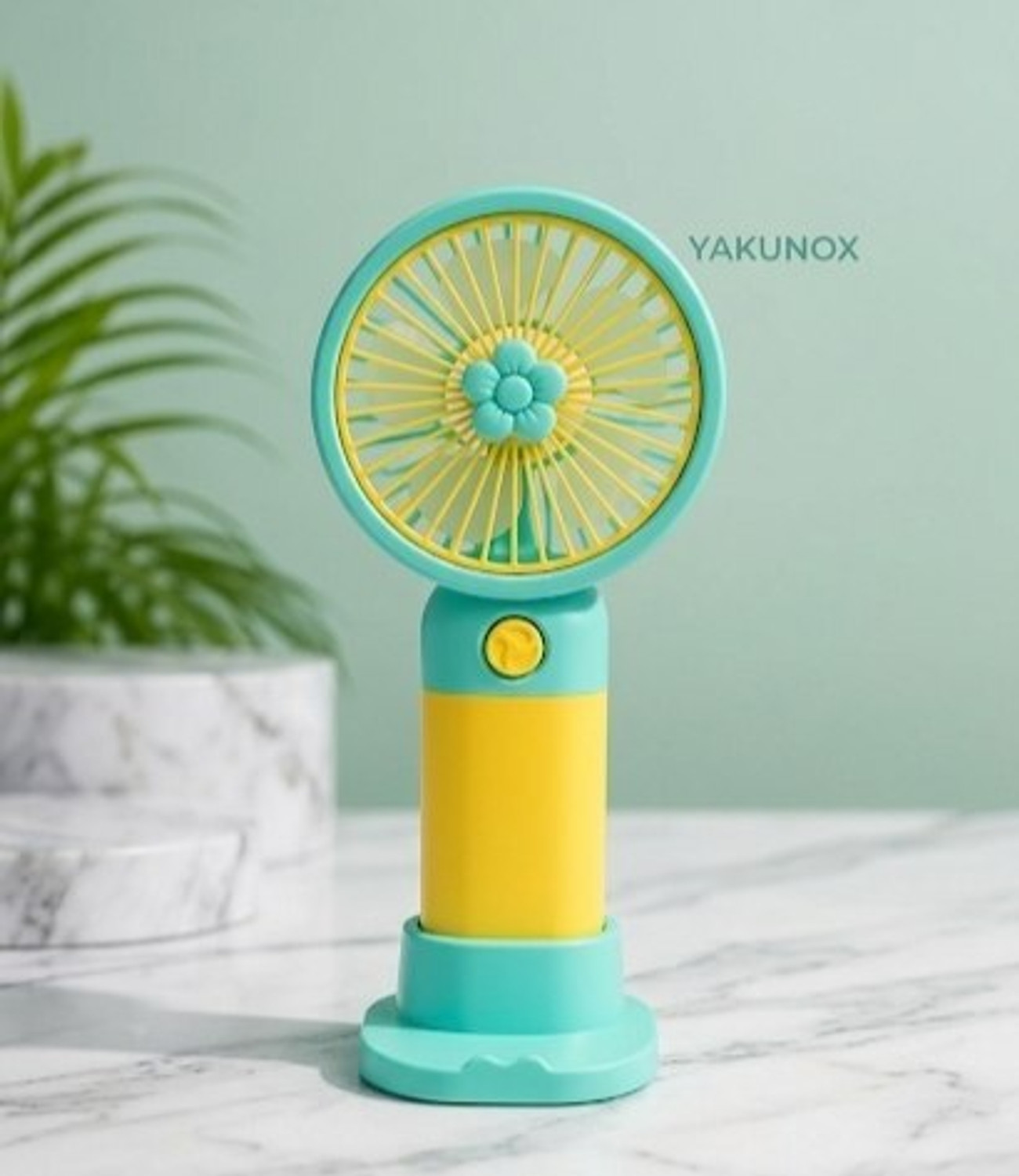 Image of YAKUNOX Handheld Mini Fan Rechargeable | 2 Speed USB Portable Desk Fan BLDC Motor 100 mm Table Fan (multi colour | Pack of 1)