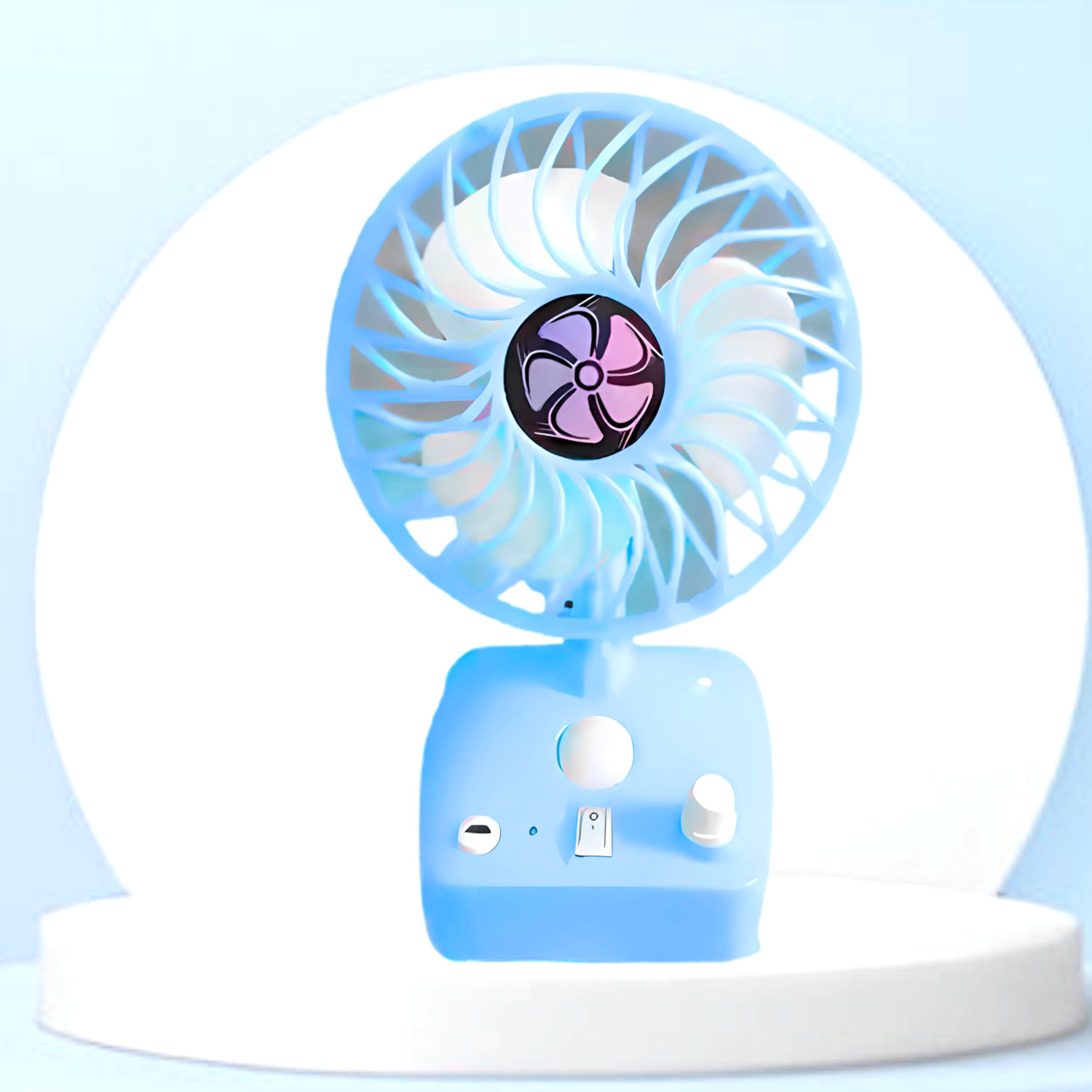 Image of Gatushop High Speed Rechargeable Table Fan with LED Light For Office Desk, Home F3597 Ultra High Speed 1400 mm Table Fan (5 Star | Multicolor | Pack of 1)
