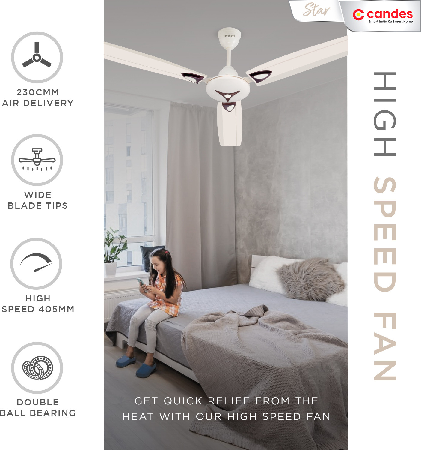 Image of Candes Star Anti-Dust with 2 Year Warranty Energy Saving 1200 mm Ceiling Fan