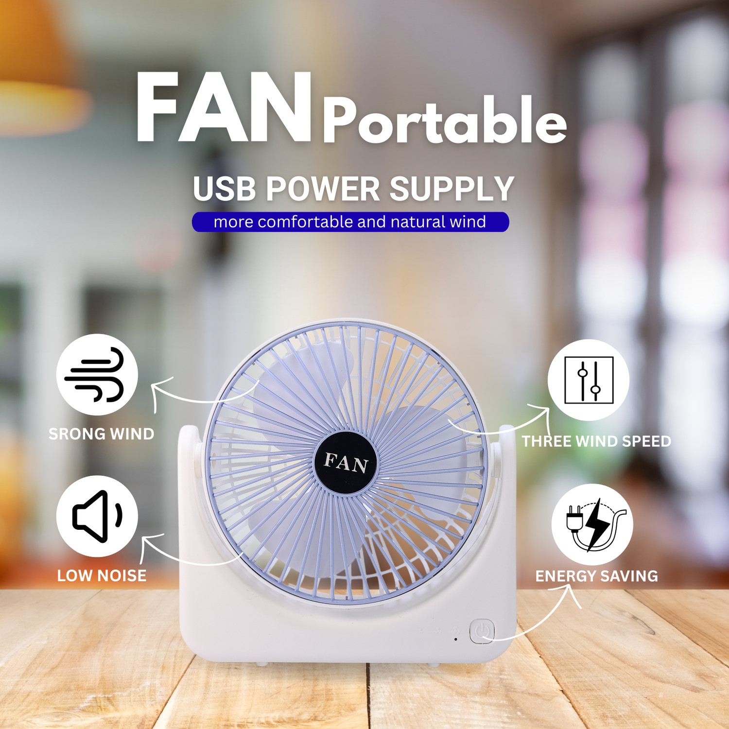 Image of LE'SIJA DECORATIONS Rechargeable Table fan 360with Adjustable USB Charging Battery Operated Ultra High Speed Table Fan (5 Star | multi | Pack of 1)