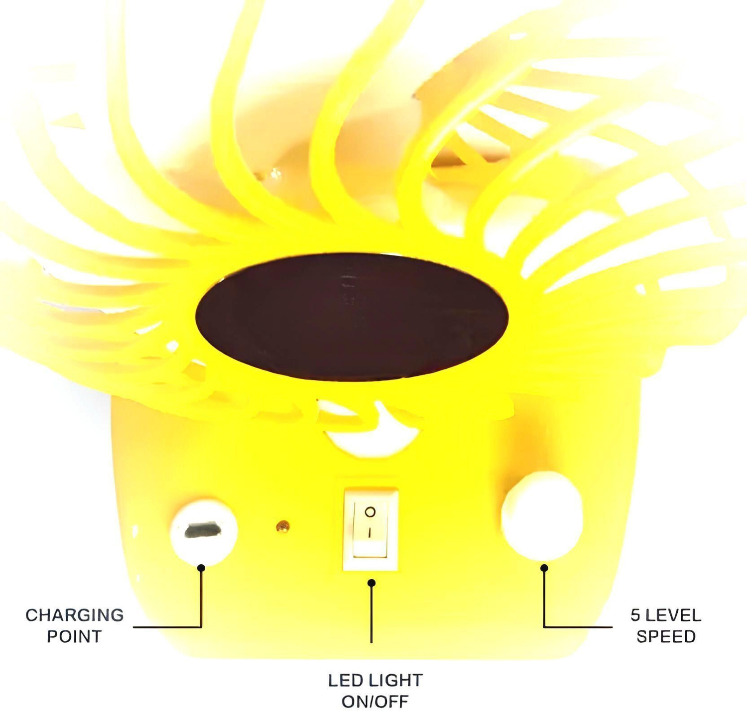 Image of Radhe High Speed Rechargeable Table Fan with LED Light For Office Desk, Home 254 Ultra High Speed 1400 mm Table Fan (5 Star | Multicolor | Pack of 1)