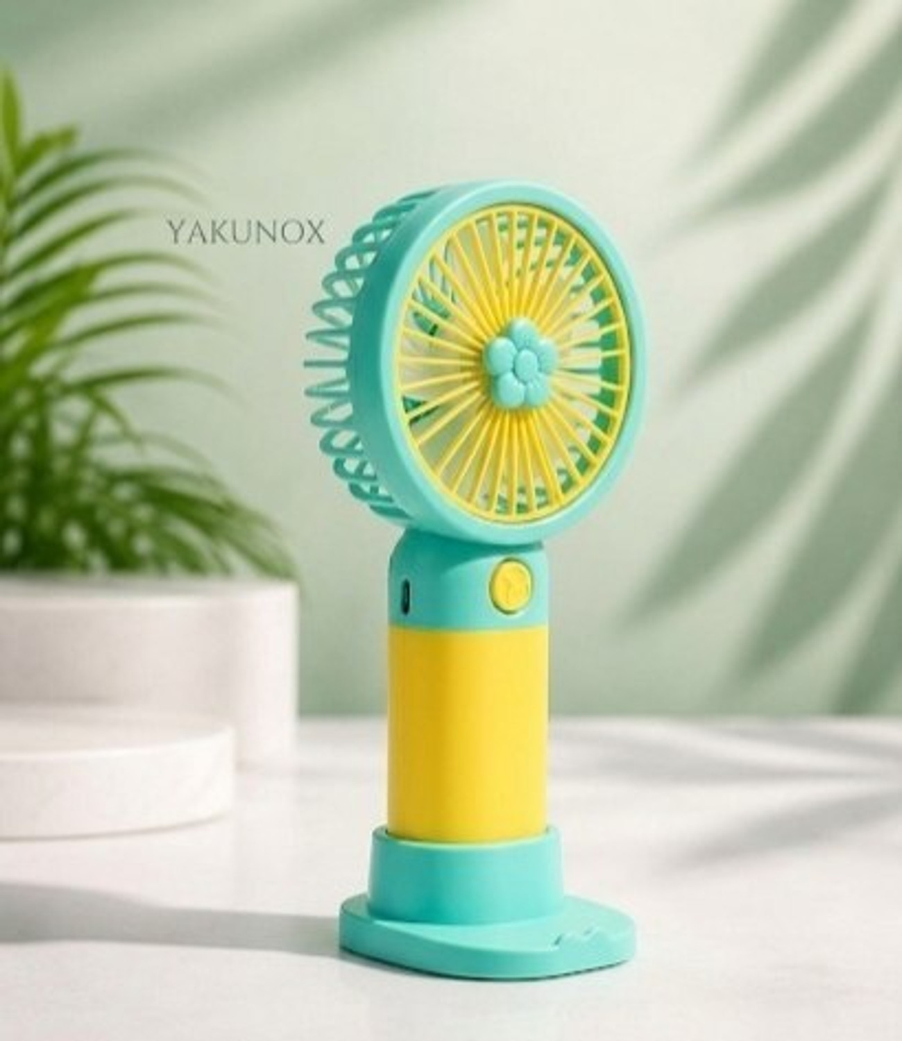 Image of YAKUNOX Handheld Mini Fan Rechargeable | 2 Speed USB Portable Desk Fan BLDC Motor 100 mm Table Fan (multi colour | Pack of 1)