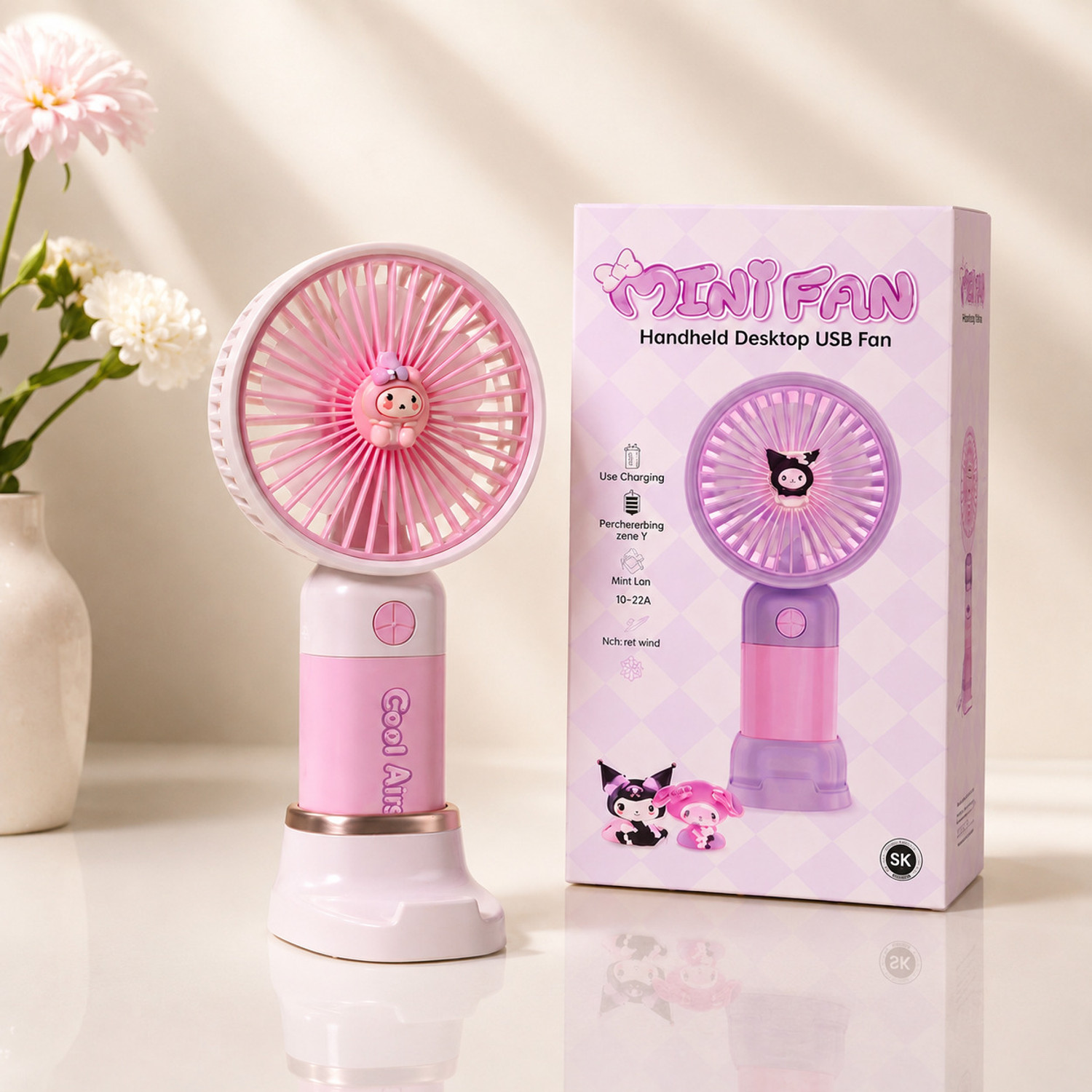 Image of YAKUNOX Mini USB Fan Portable Rechargeable Cooling Fan for Travel Random Colour Anti Dust 90 mm Table Fan (Multicolor | Pack of 1)