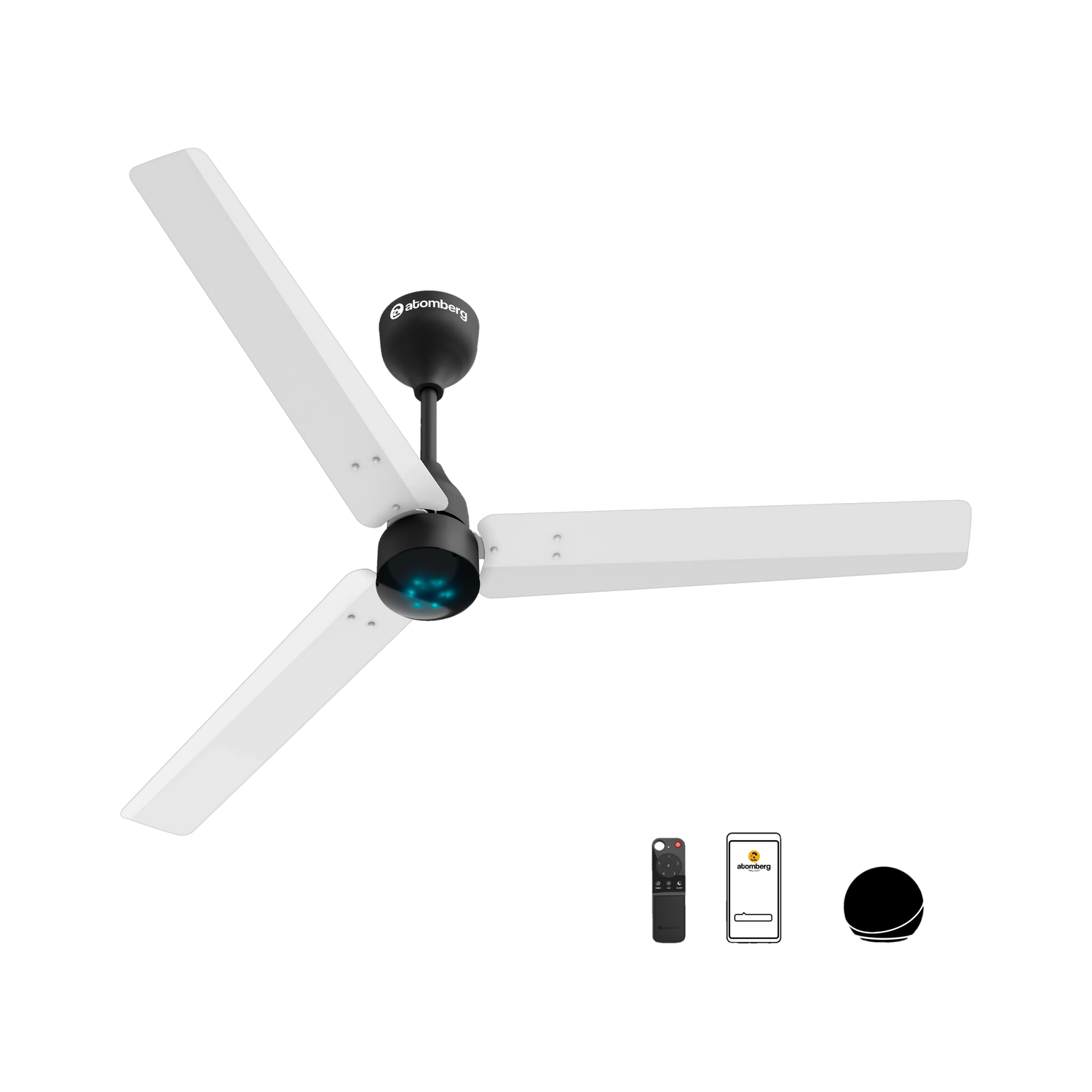 Atomberg Renesa Smart White And Black 1200mm 5 Star 1200 mm BLDC Motor with Remote 3 Blade Ceiling Fan